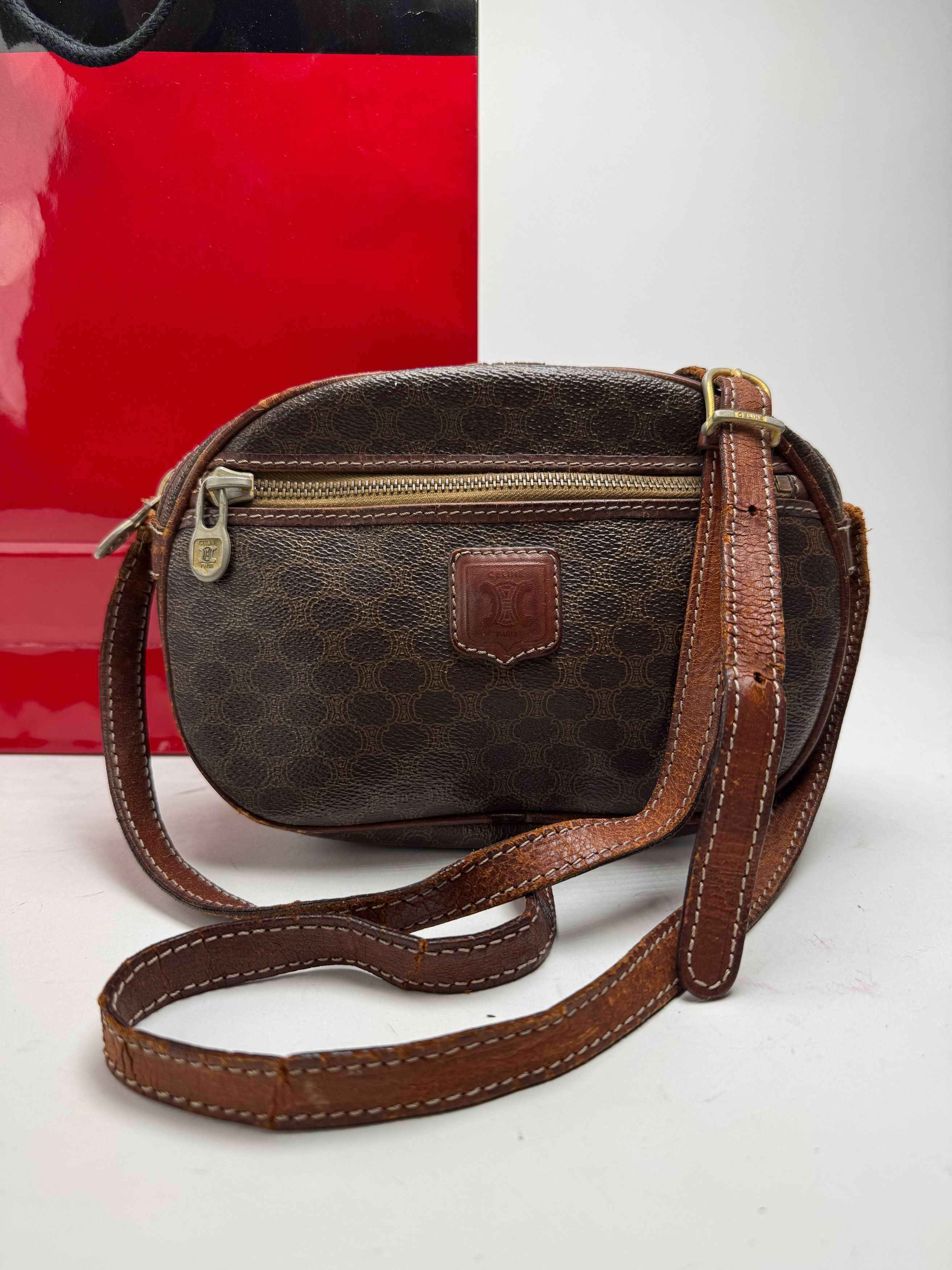 Celine Vintage Triomphe Monogram leather bag brown Size ONE SIZE - 5 Thumbnail
