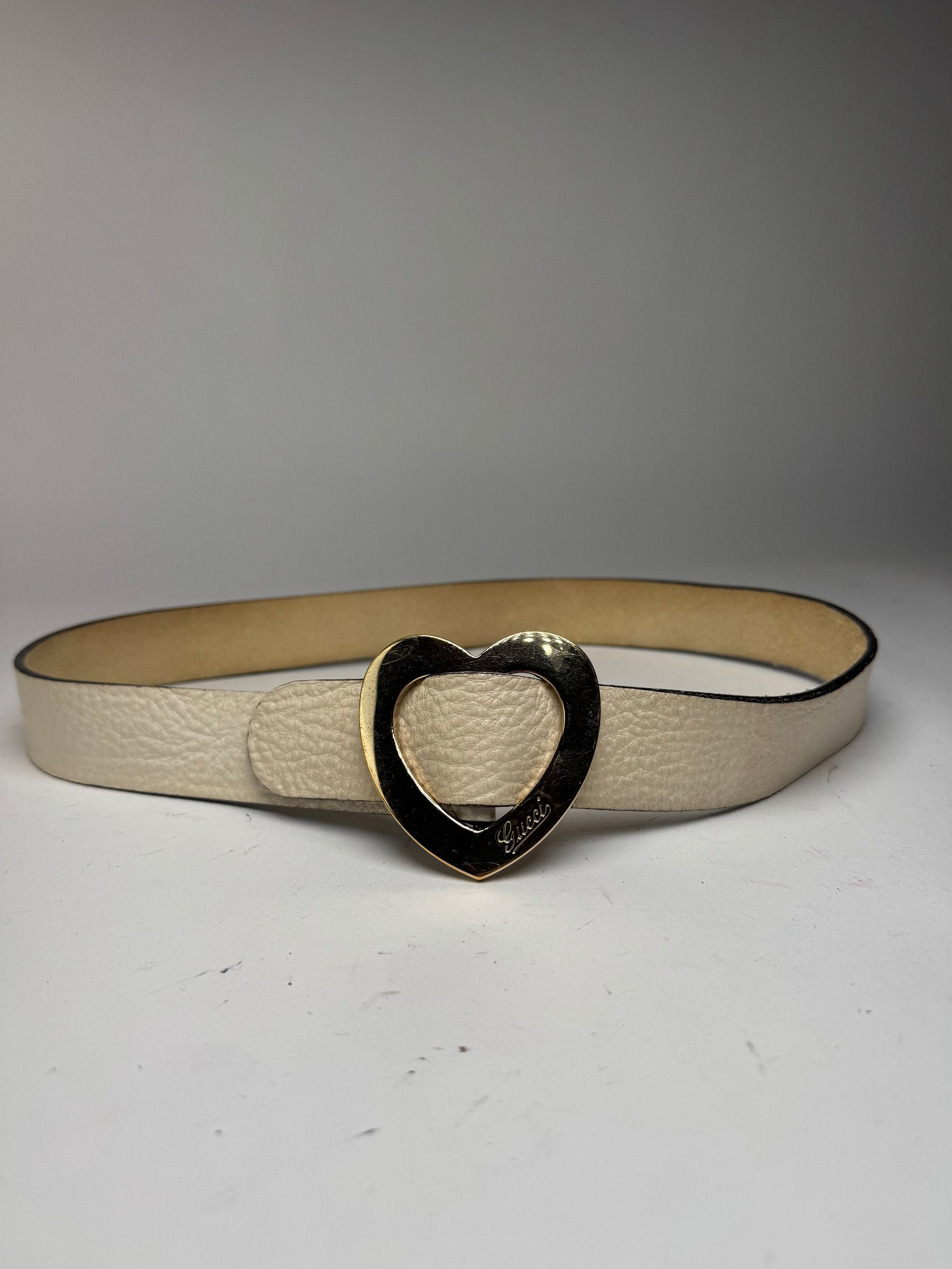 Gucci Vintage Heart Leather Belt white Size ONE SIZE - 5 Thumbnail