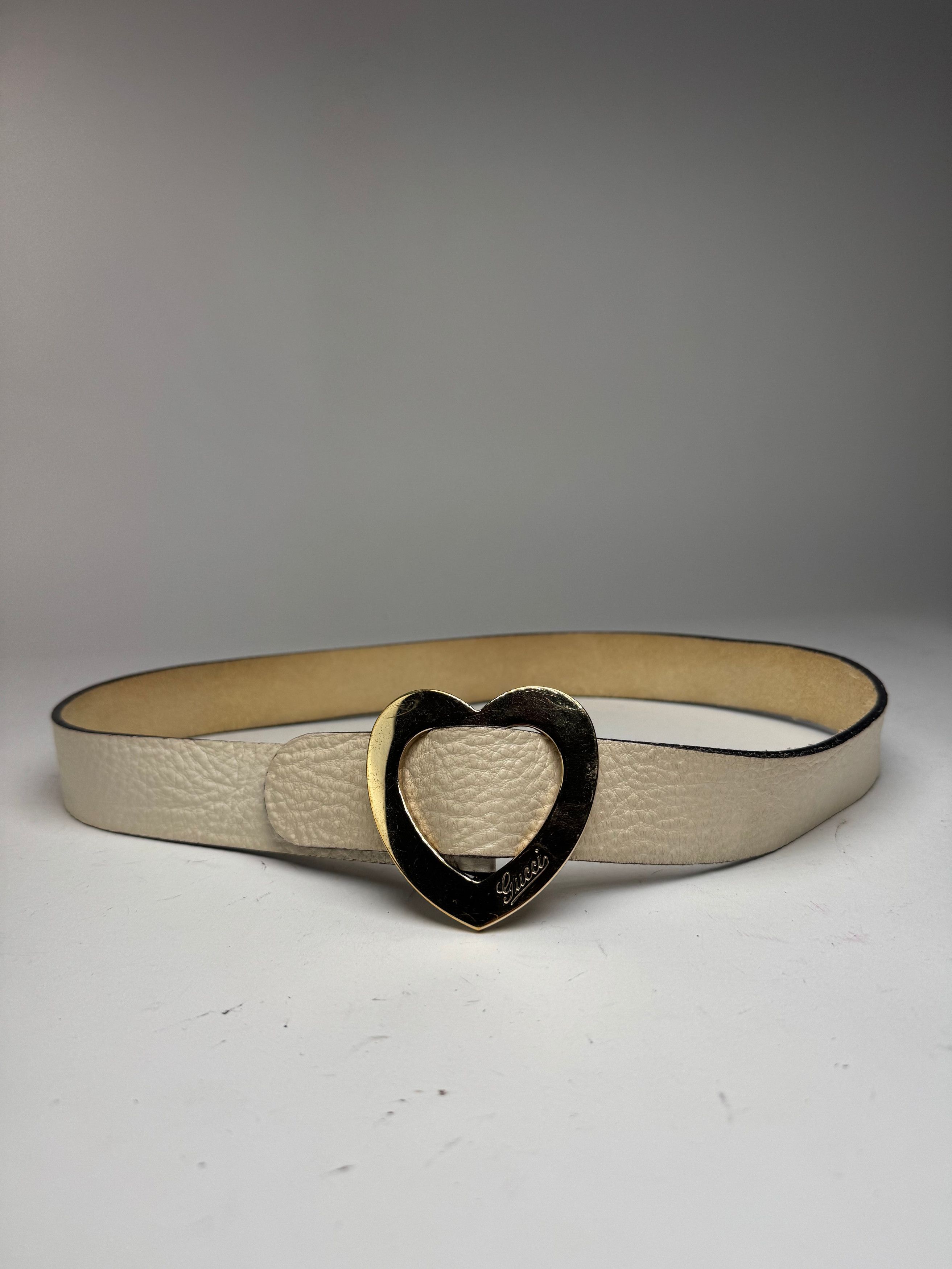 Gucci Vintage Heart Leather Belt white Size ONE SIZE - 3 Thumbnail