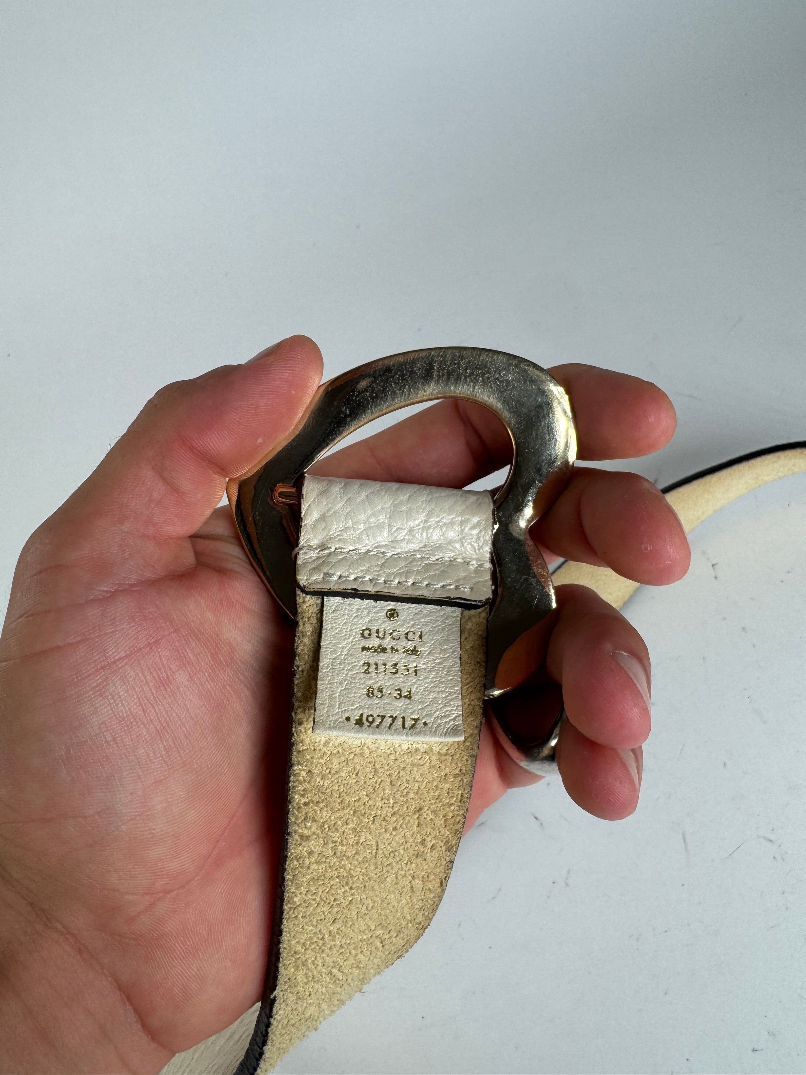 Gucci Vintage Heart Leather Belt white Size ONE SIZE - 4 Thumbnail