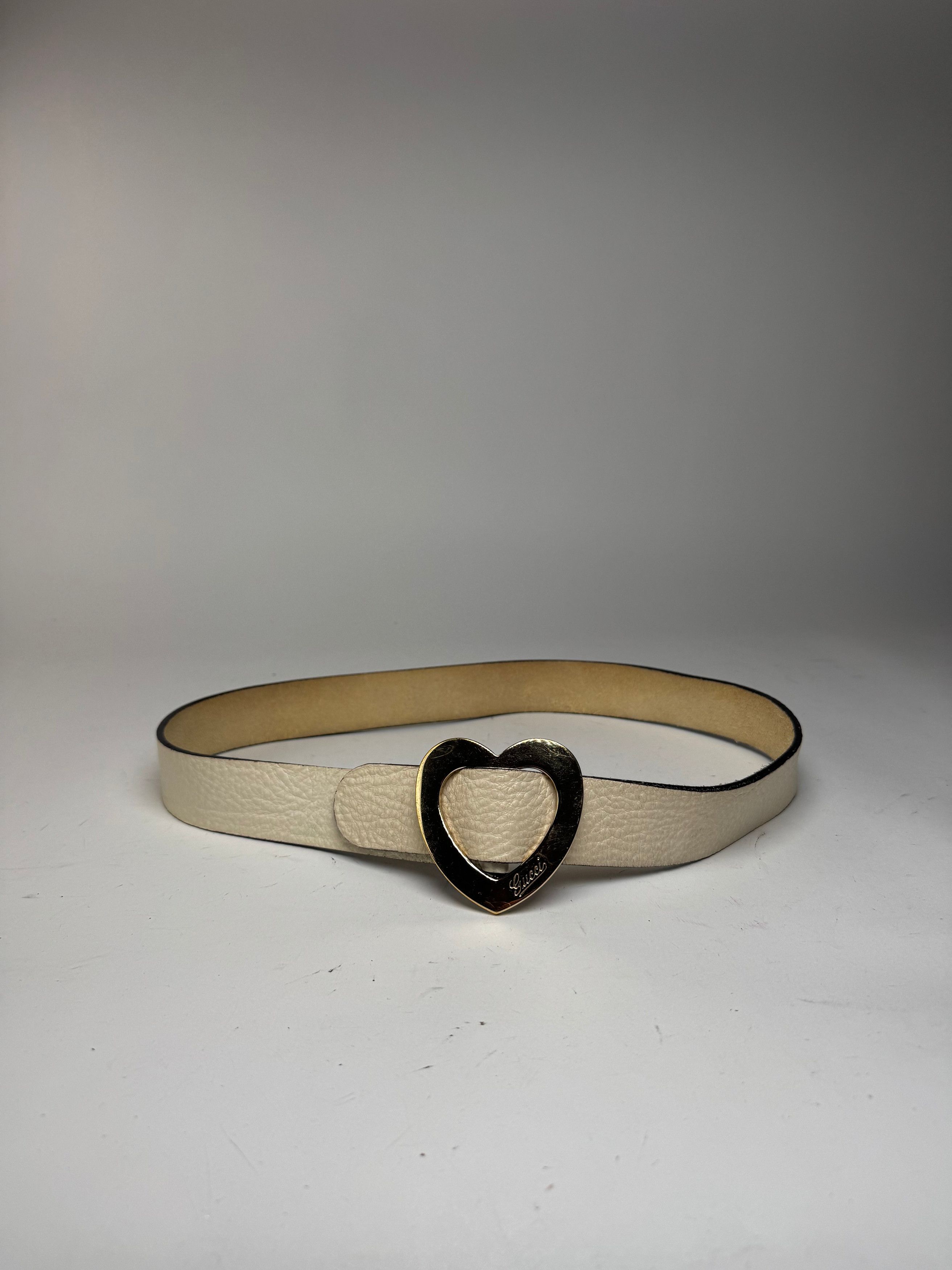 Gucci Vintage Heart Leather Belt white Size ONE SIZE - 7 Thumbnail