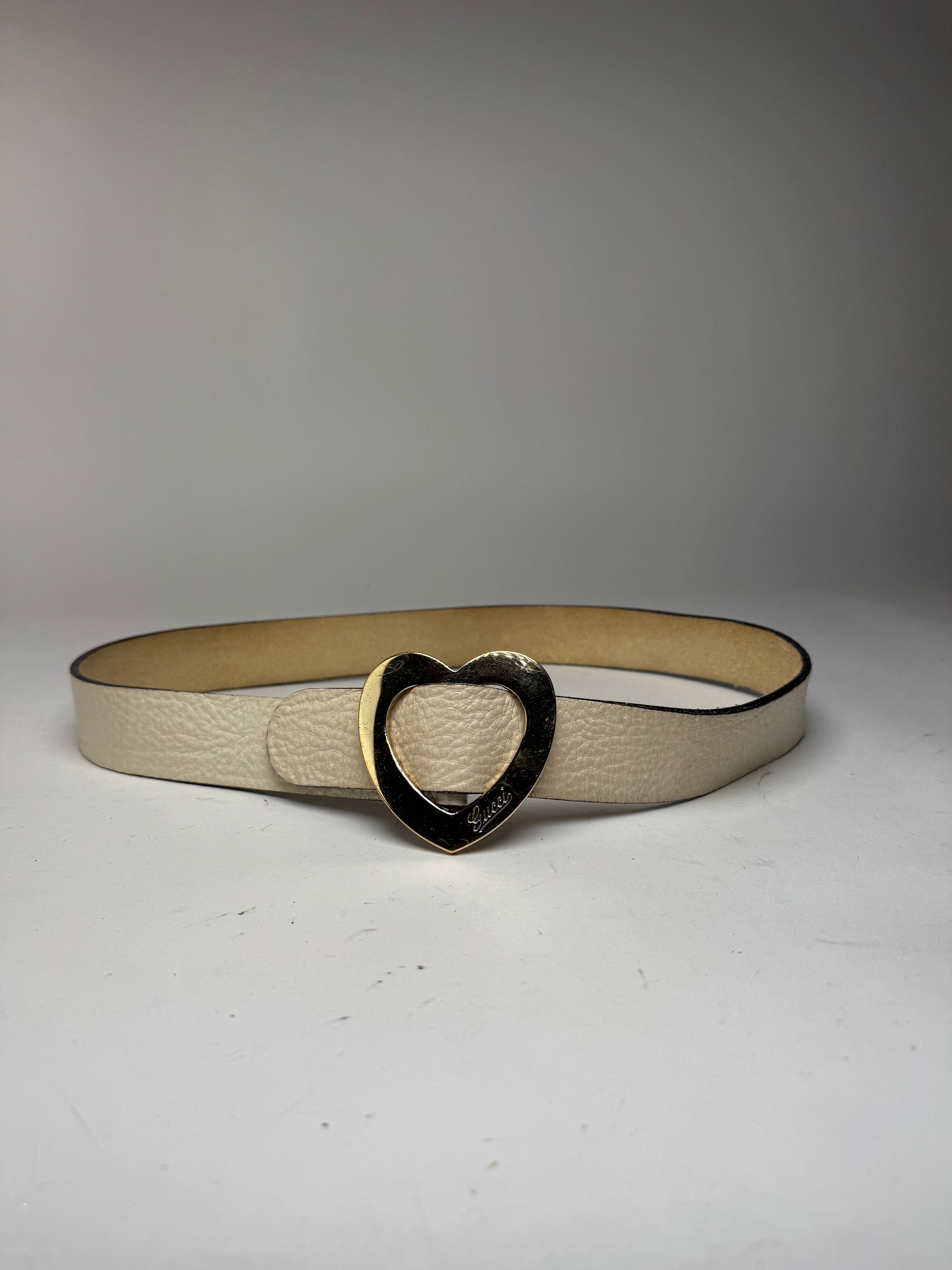 Gucci Vintage Heart Leather Belt white Size ONE SIZE - 10 Thumbnail