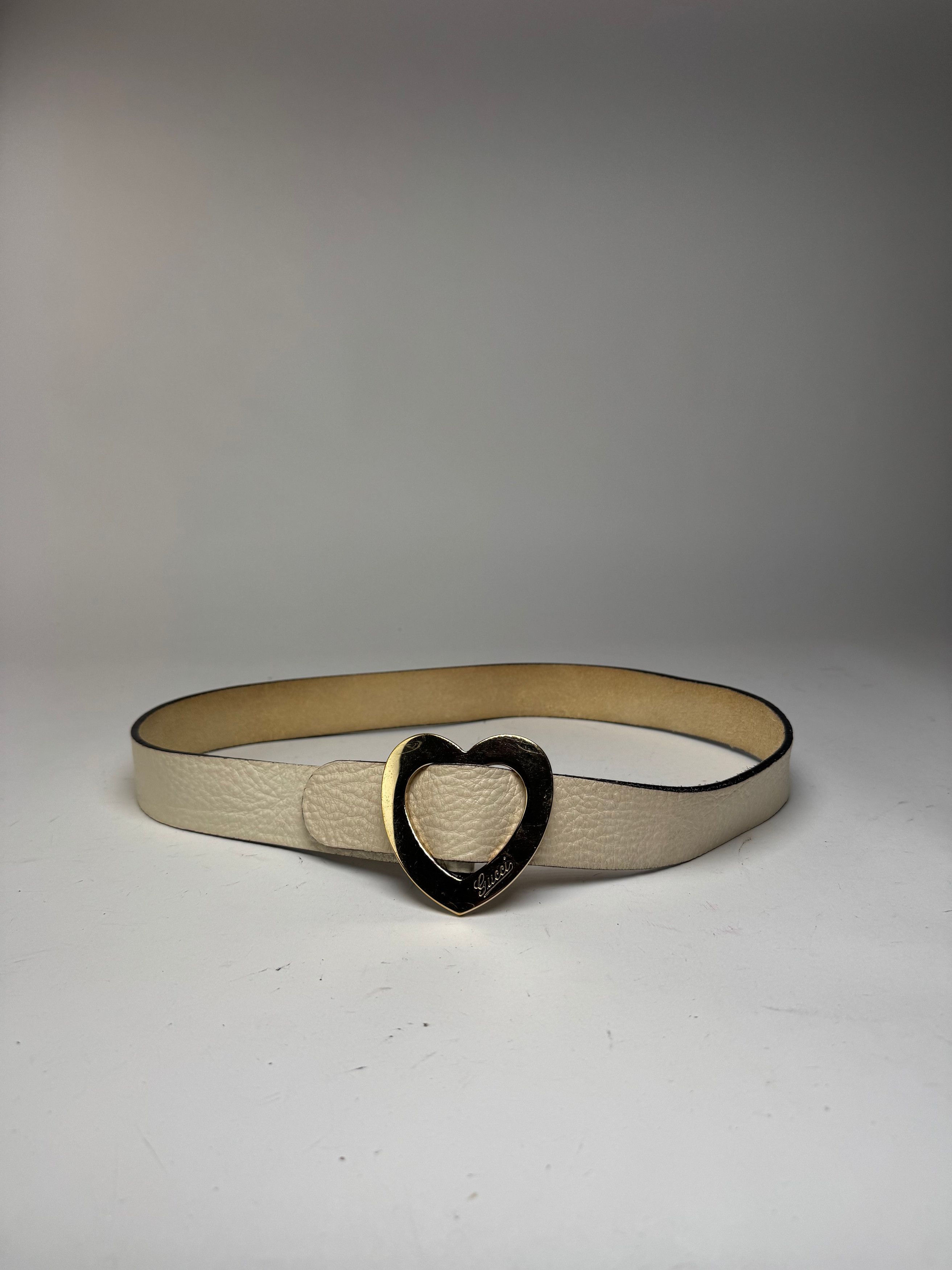 Gucci Vintage Heart Leather Belt white Size ONE SIZE - 12 Thumbnail