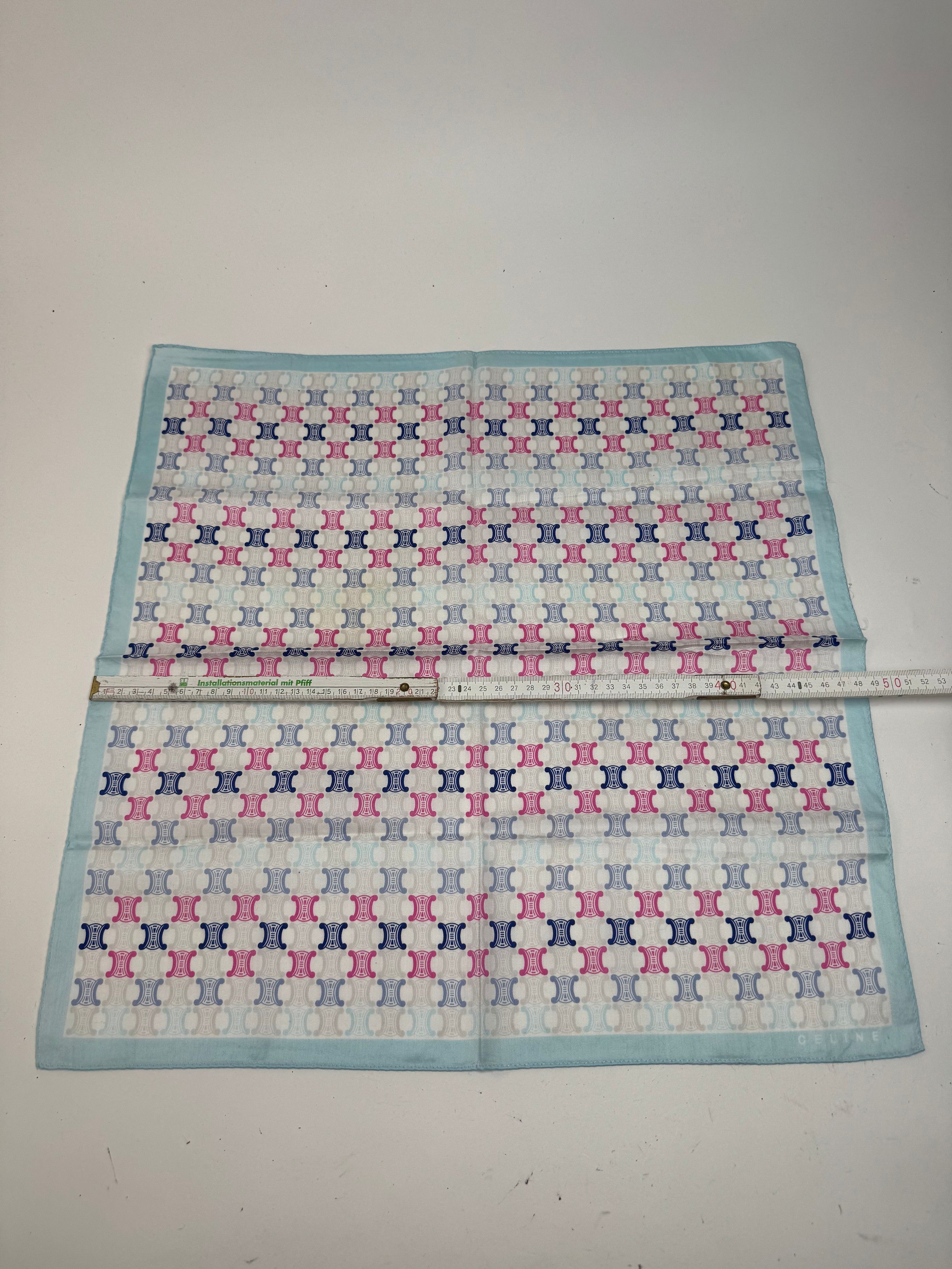 Celine Vintage Paris Triomphe Monogramm Scsrf Blue pink white Size ONE SIZE - 7 Thumbnail