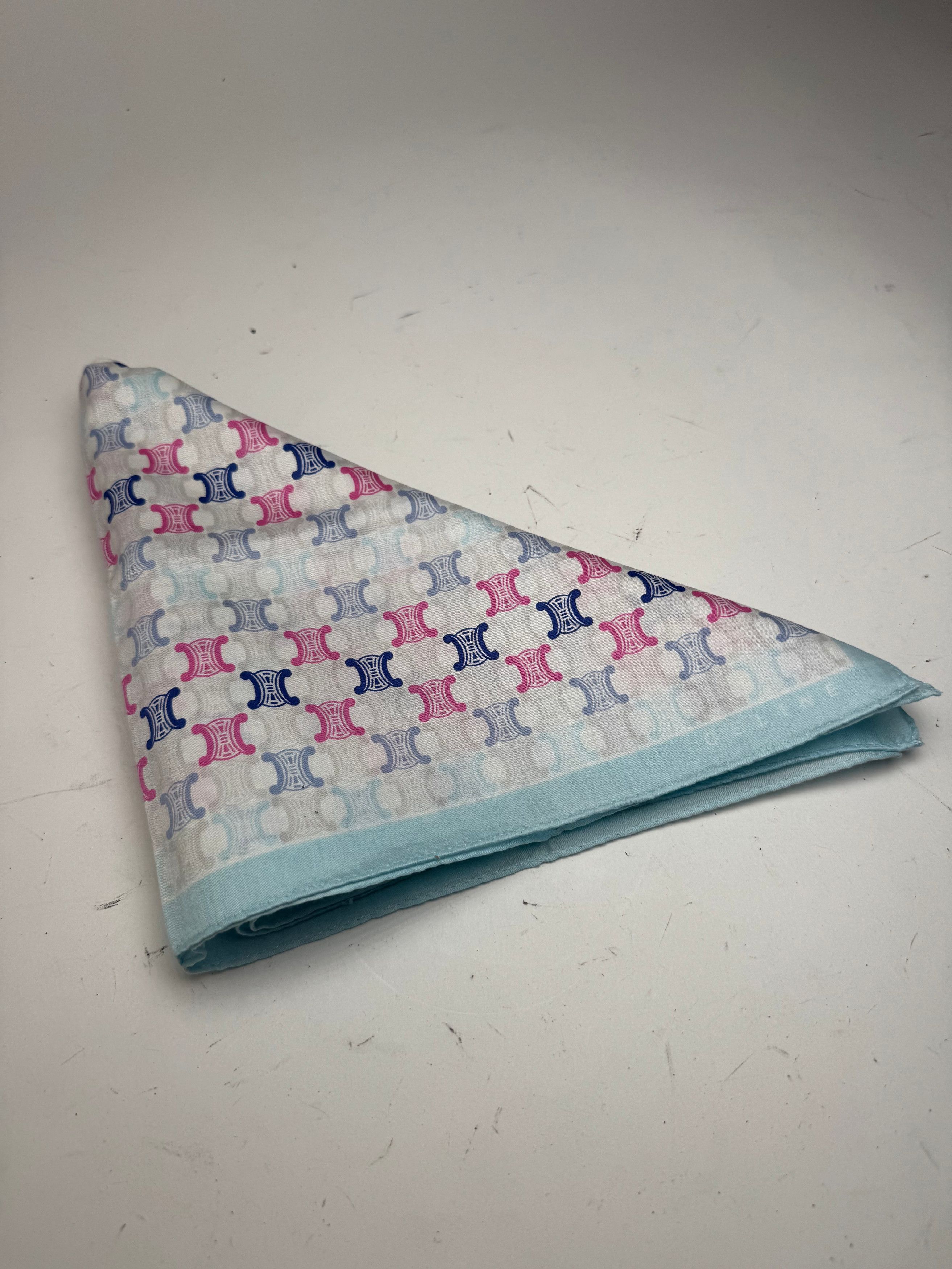 Celine Vintage Paris Triomphe Monogramm Scsrf Blue pink white Size ONE SIZE - 8 Thumbnail