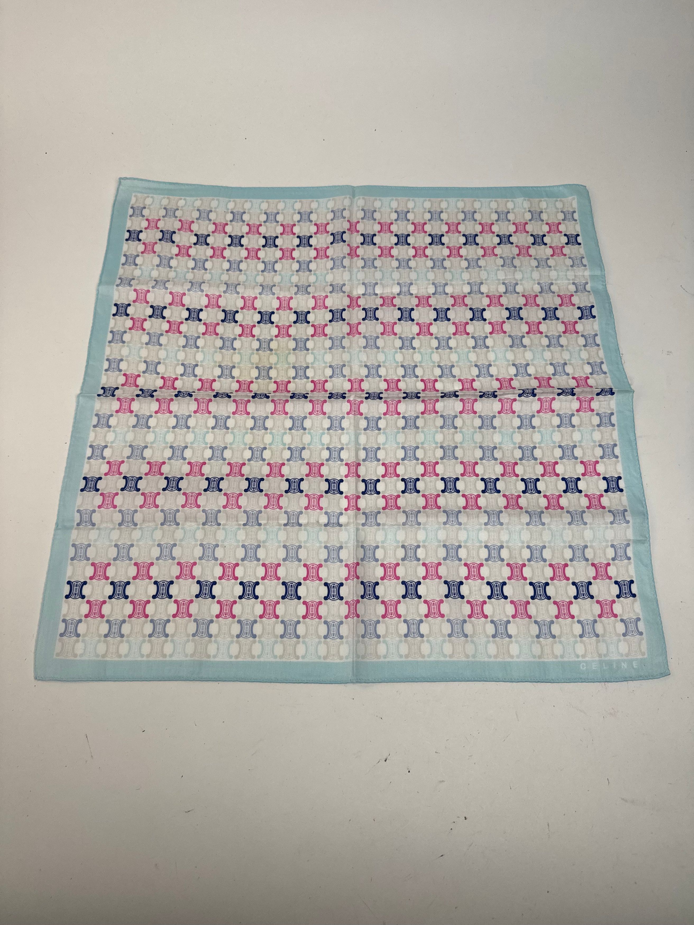 Celine Vintage Paris Triomphe Monogramm Scsrf Blue pink white Size ONE SIZE - 5 Thumbnail