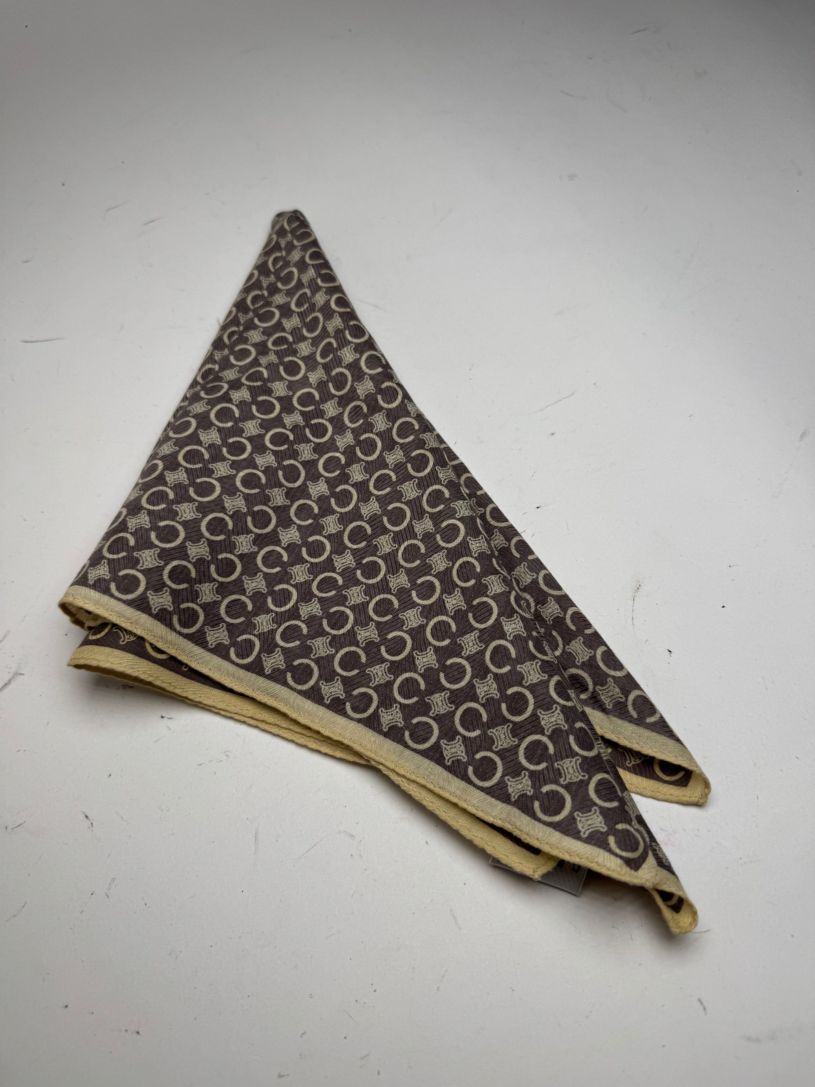 Celine Vintage Macadam Monogramm Scarf Brown white Size ONE SIZE - 10 Thumbnail