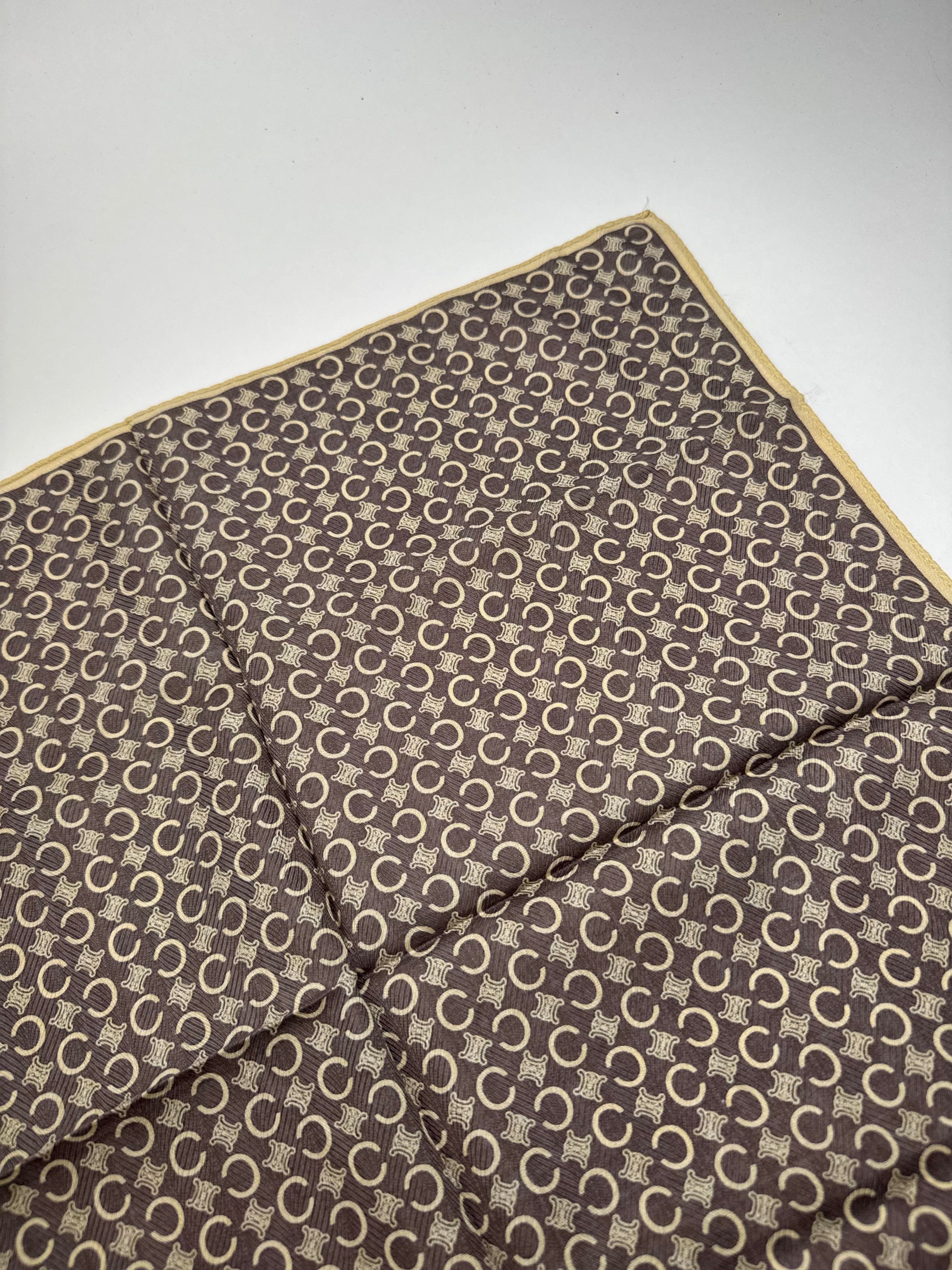 Celine Vintage Macadam Monogramm Scarf Brown white Size ONE SIZE - 6 Thumbnail