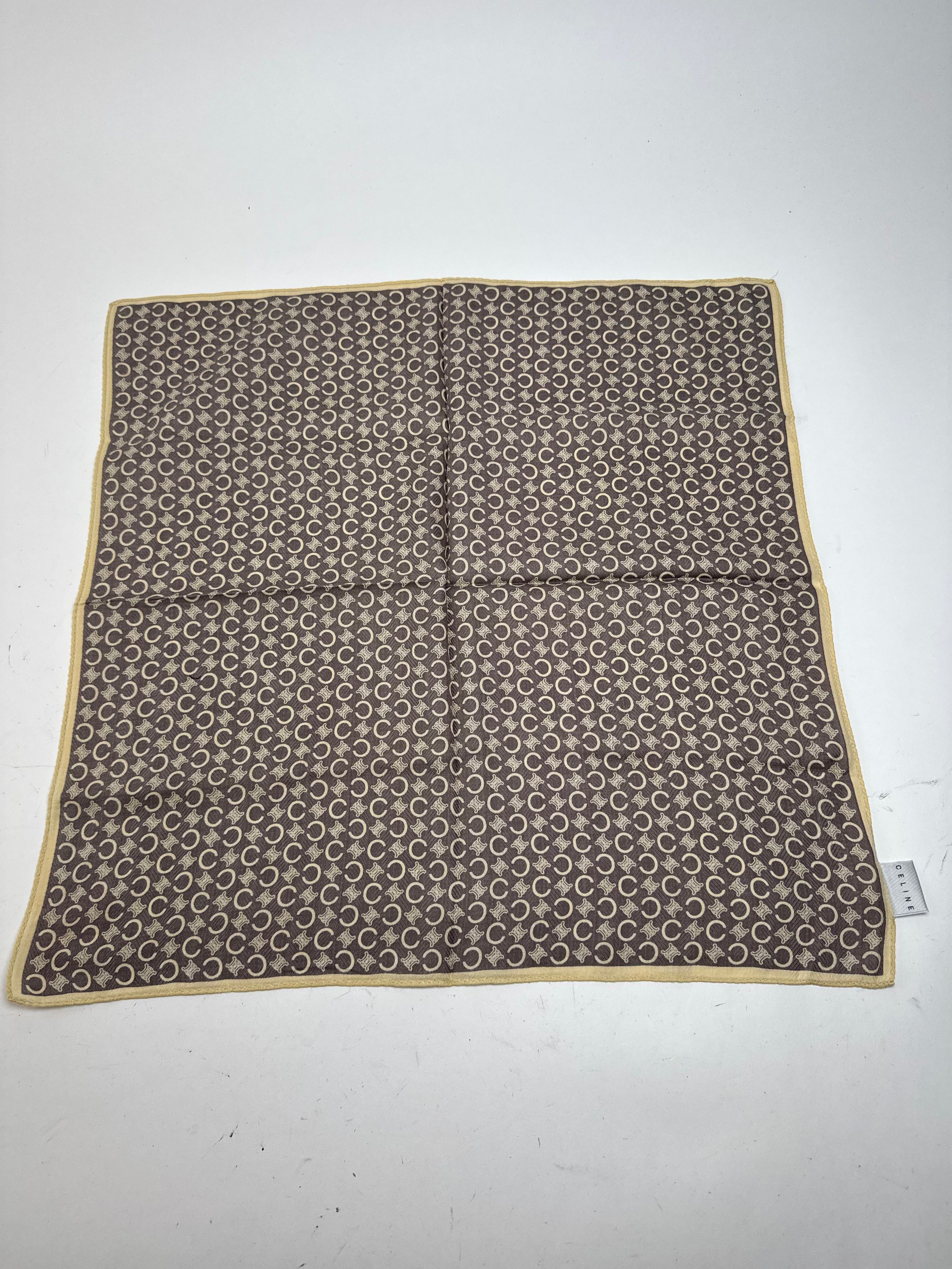 Celine Vintage Macadam Monogramm Scarf Brown white Size ONE SIZE - 7 Thumbnail