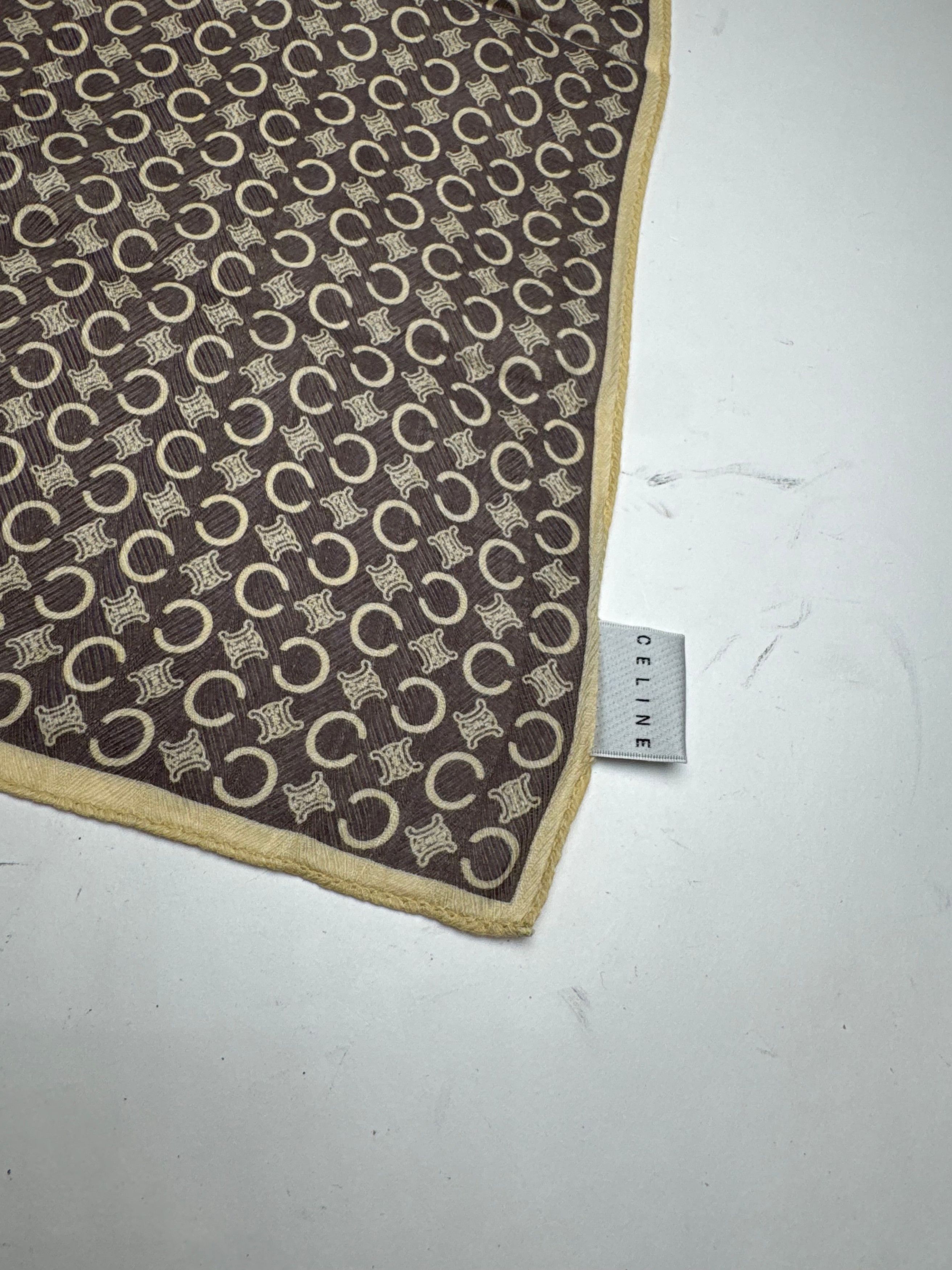 Celine Vintage Macadam Monogramm Scarf Brown white Size ONE SIZE - 2 Thumbnail
