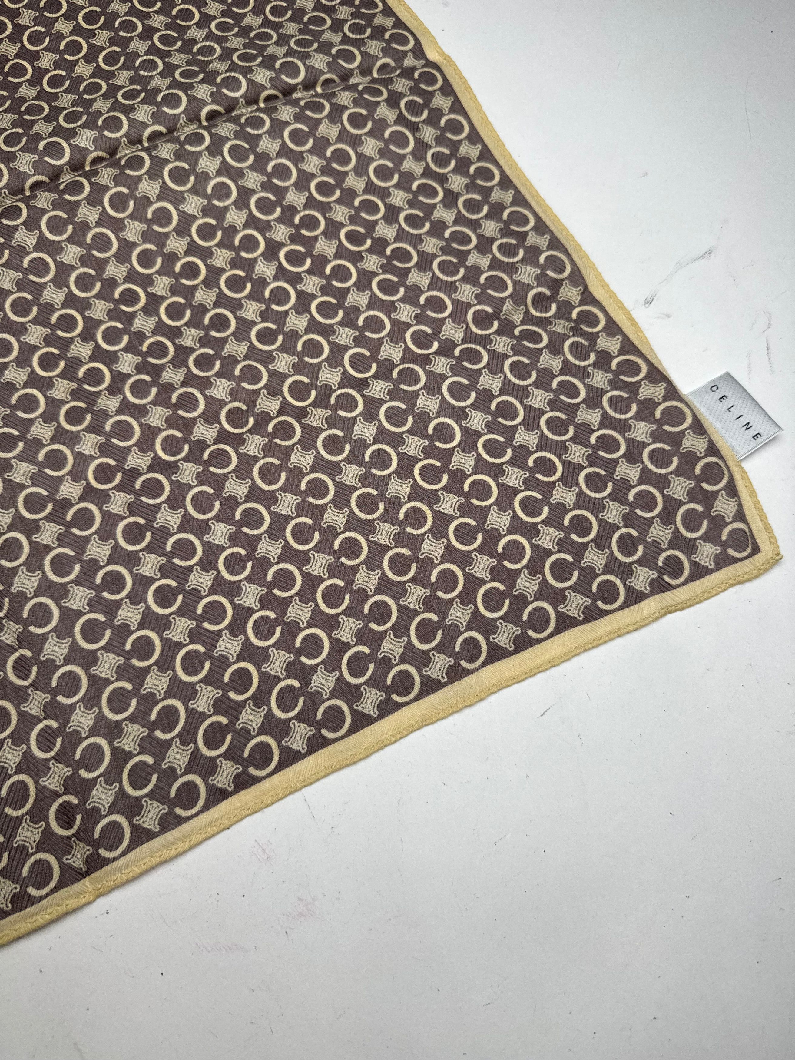 Celine Vintage Macadam Monogramm Scarf Brown white Size ONE SIZE - 8 Thumbnail
