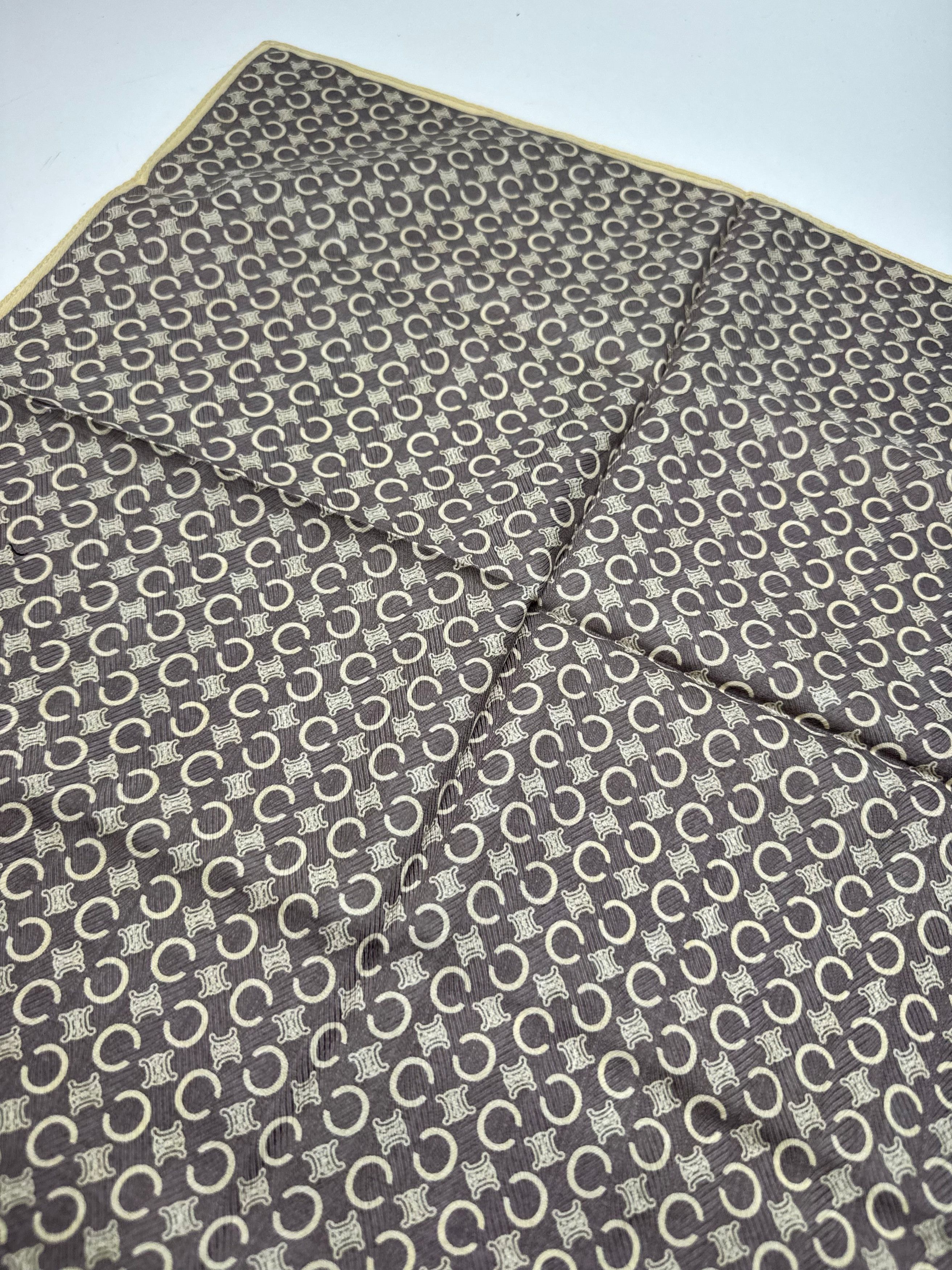 Celine Vintage Macadam Monogramm Scarf Brown white Size ONE SIZE - 3 Thumbnail