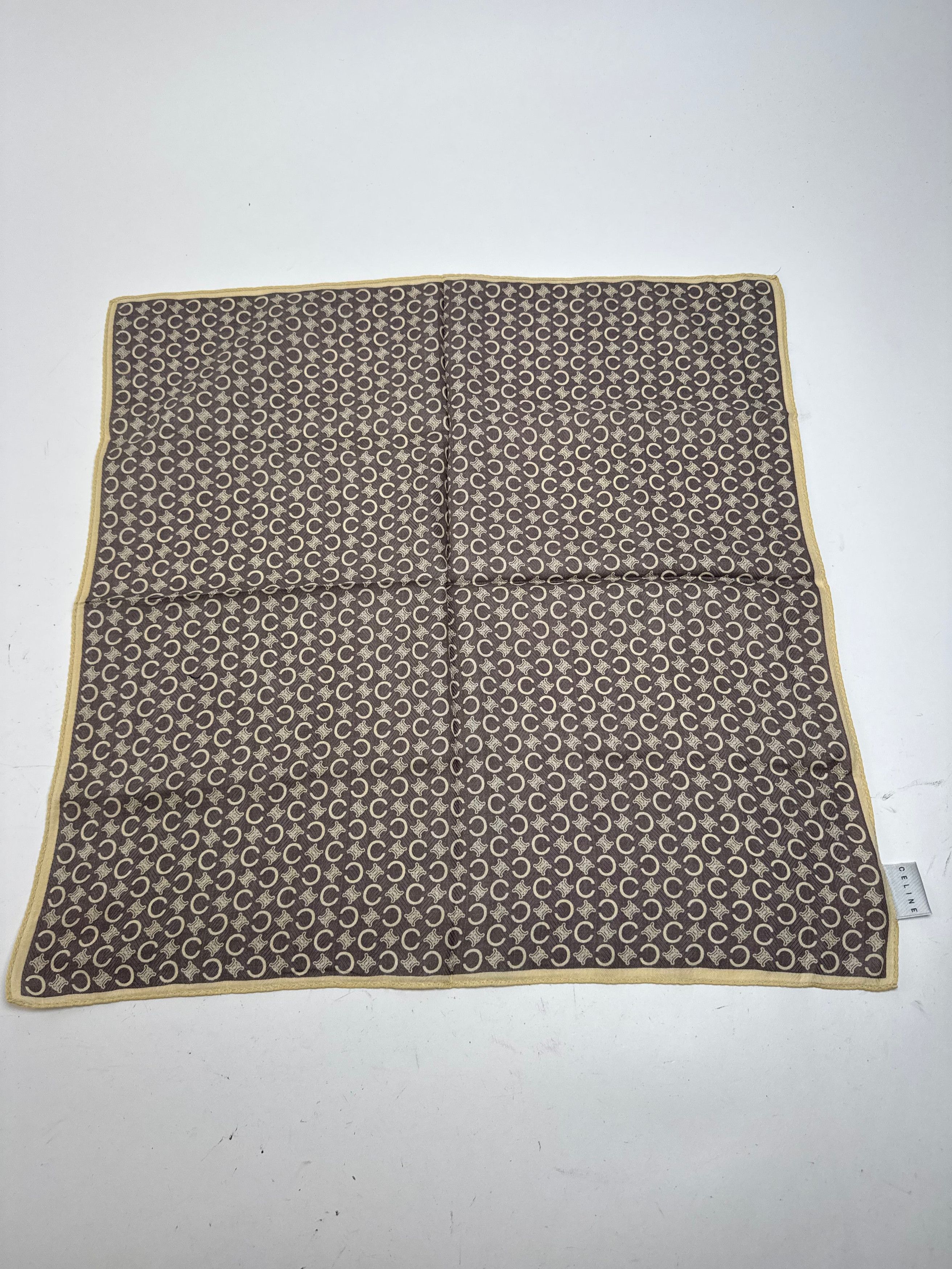Celine Vintage Macadam Monogramm Scarf Brown white Size ONE SIZE - 11 Thumbnail