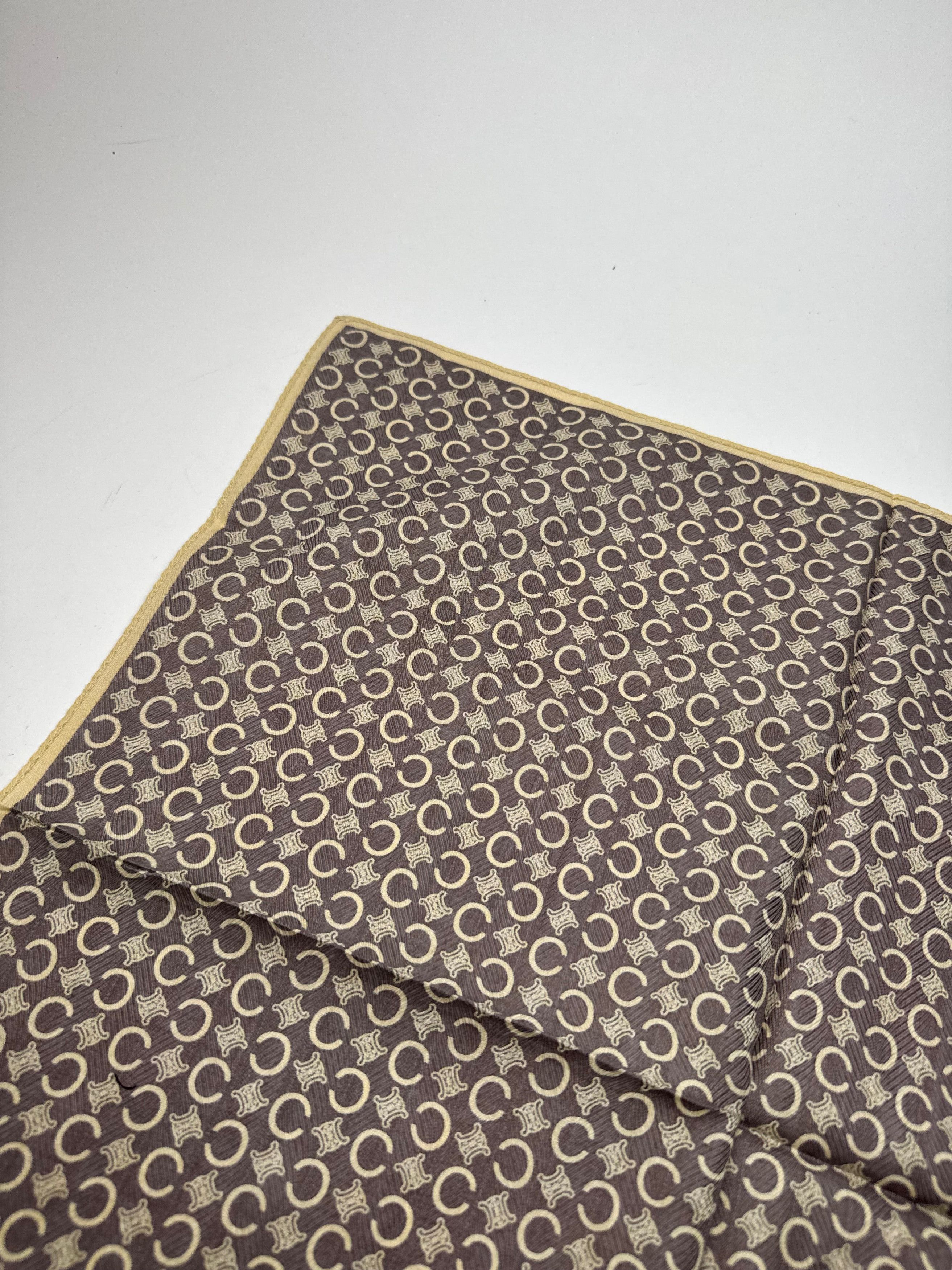 Celine Vintage Macadam Monogramm Scarf Brown white Size ONE SIZE - 4 Thumbnail