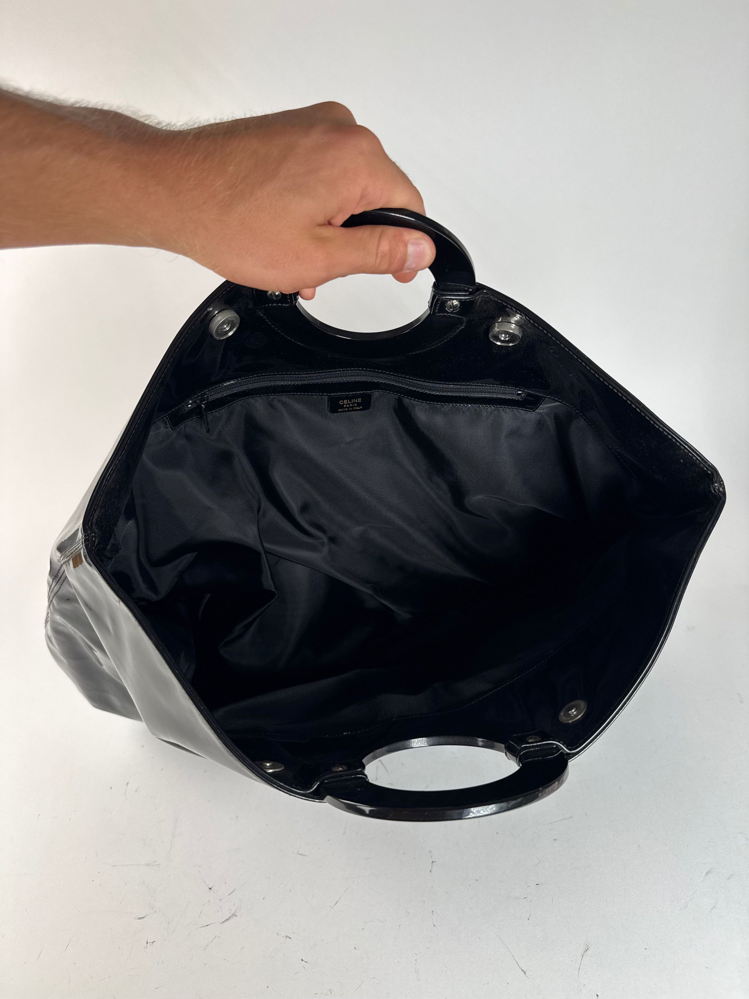 Celine Vintage Paris Patent Leather Ring Bag Black Size ONE SIZE - 4 Thumbnail