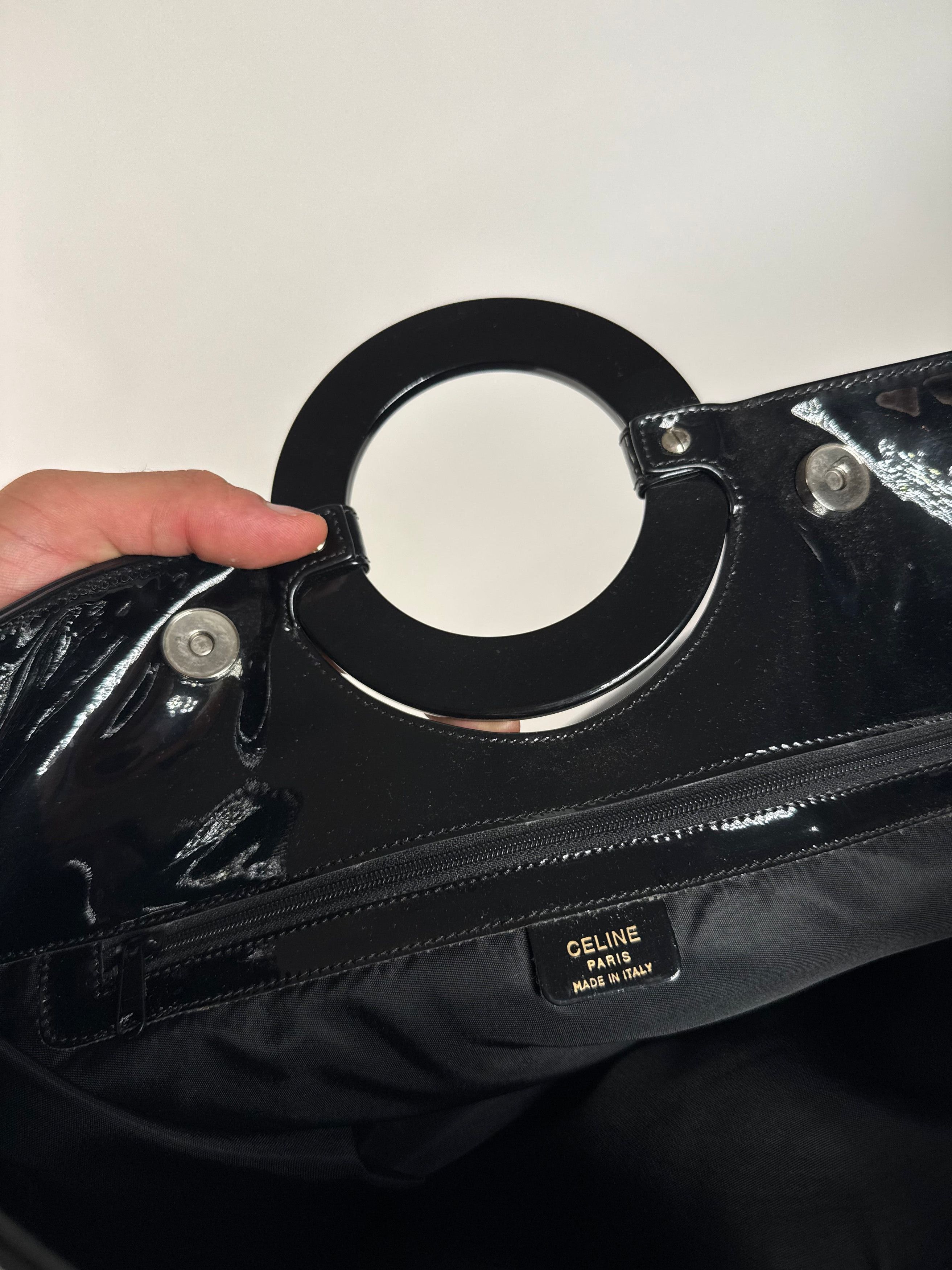 Celine Vintage Paris Patent Leather Ring Bag Black Size ONE SIZE - 5 Thumbnail