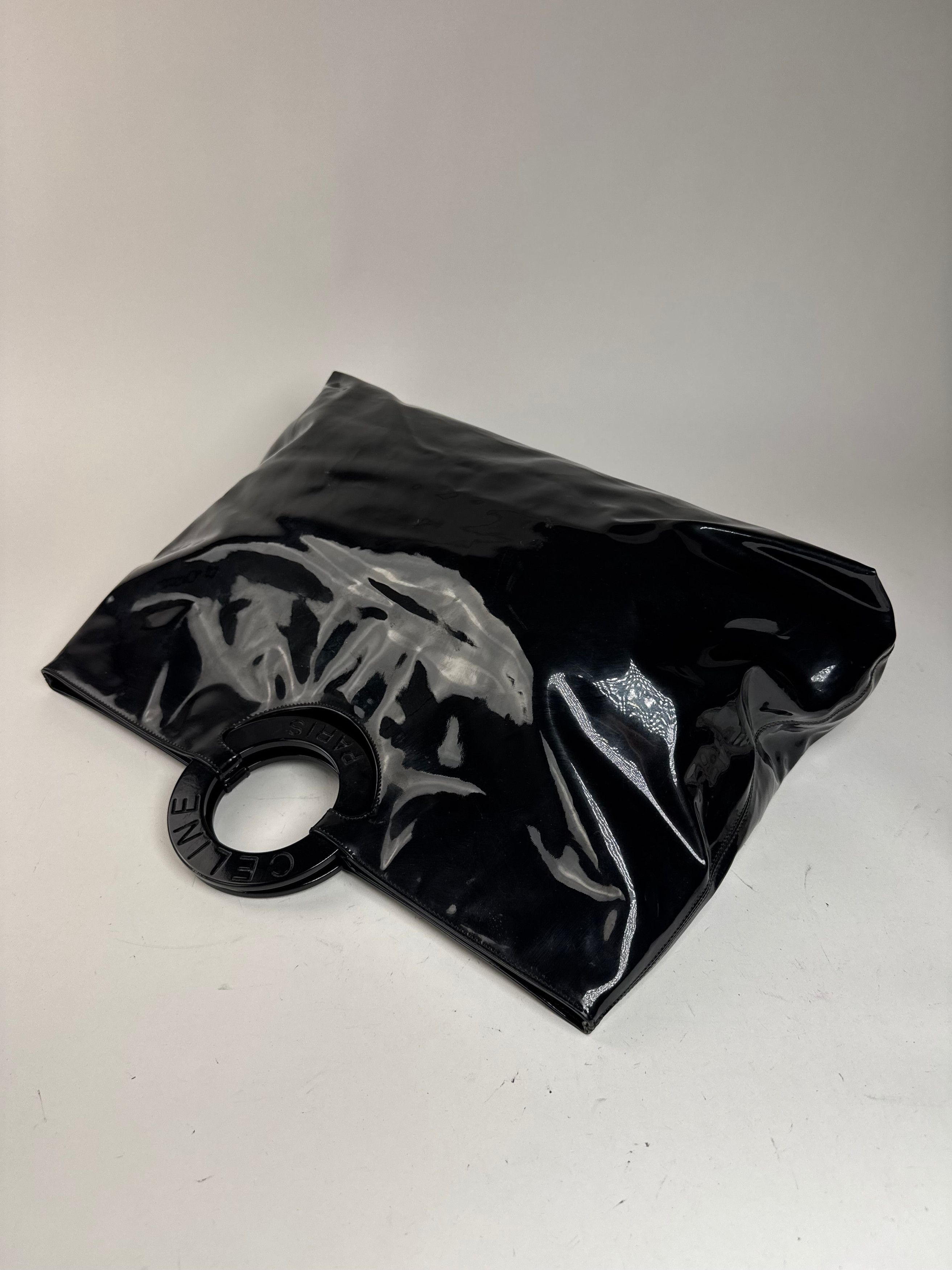 Celine Vintage Paris Patent Leather Ring Bag Black Size ONE SIZE - 8 Thumbnail