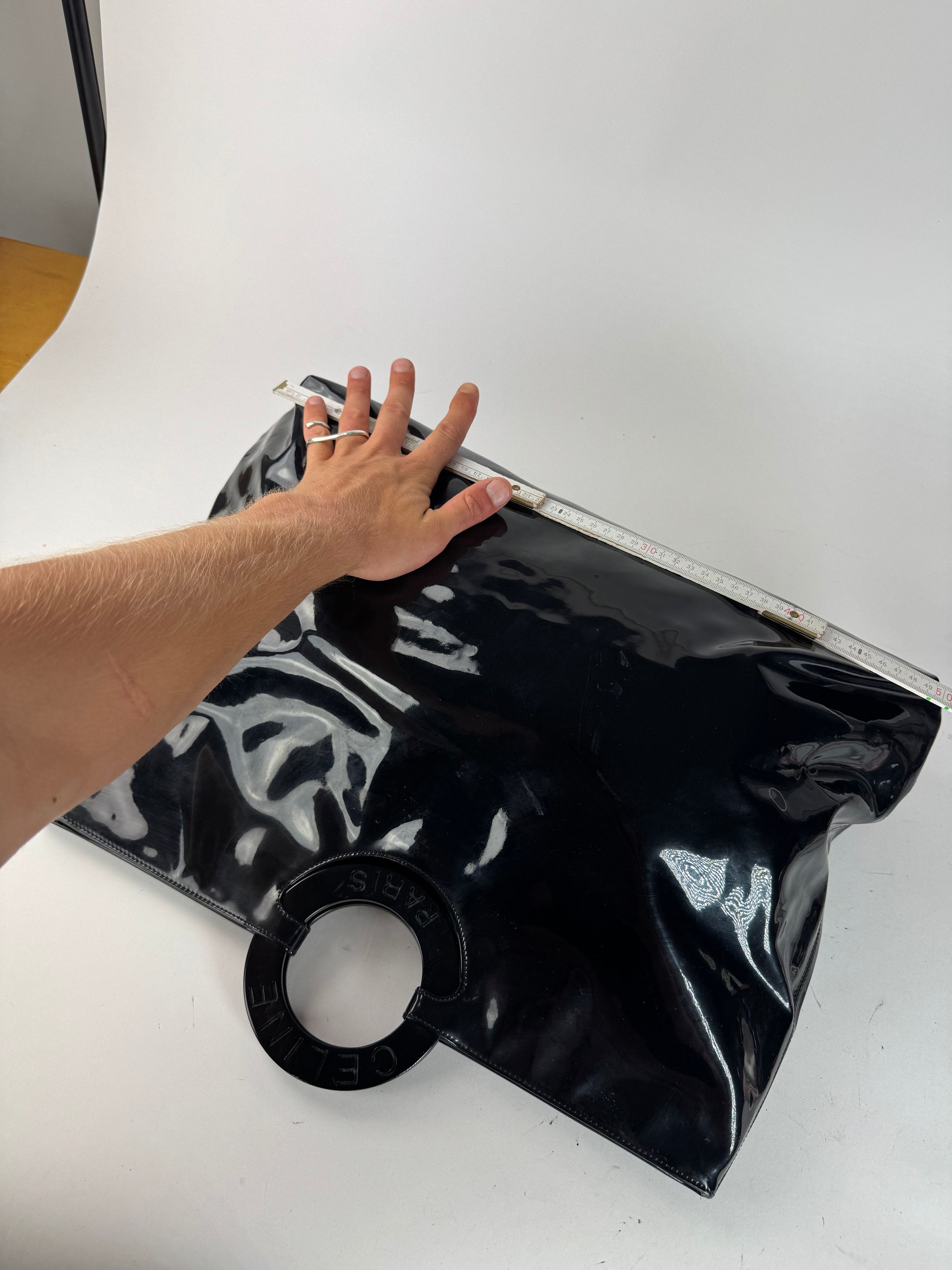Celine Vintage Paris Patent Leather Ring Bag Black Size ONE SIZE - 13 Thumbnail
