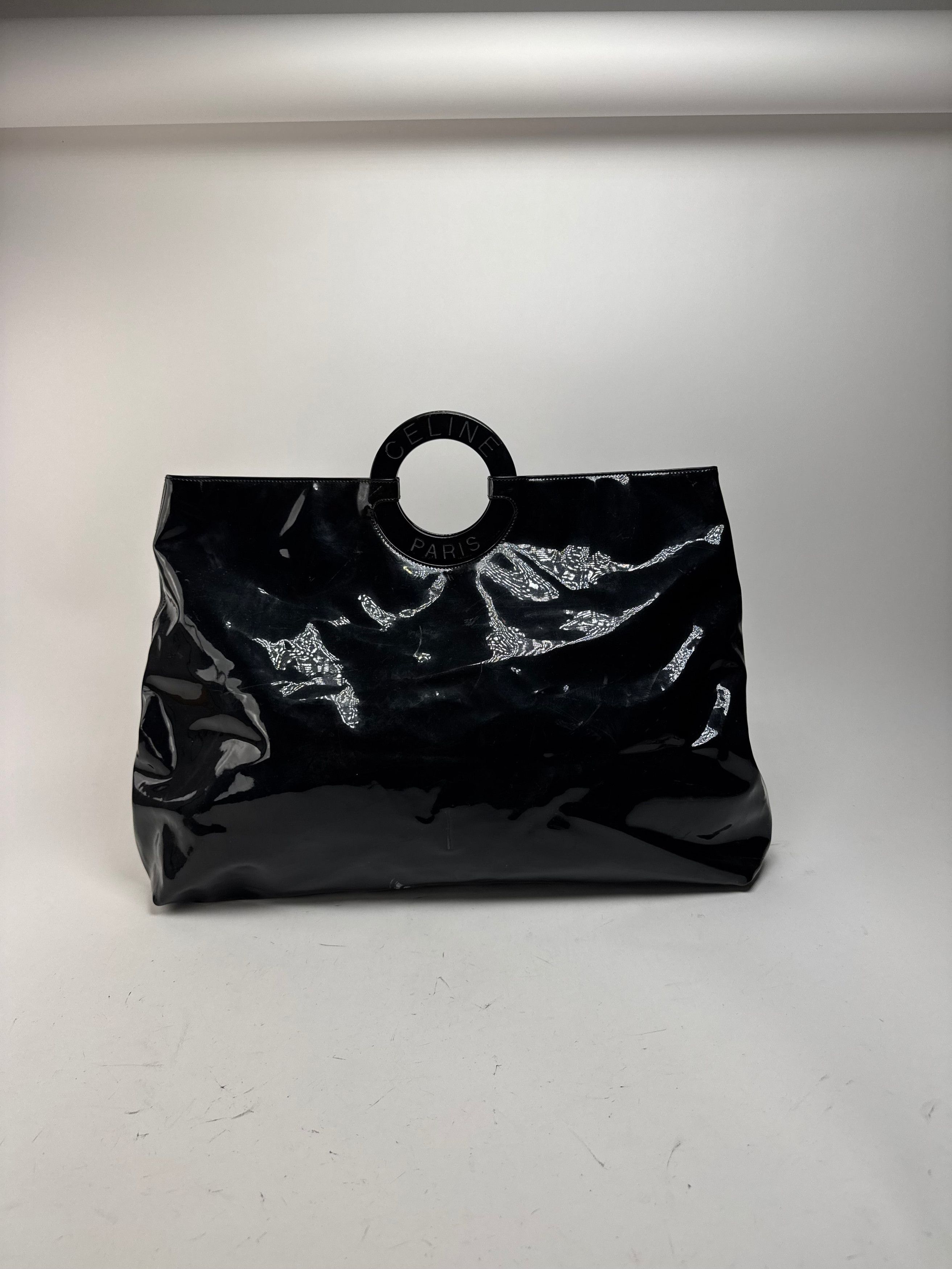 Celine Vintage Paris Patent Leather Ring Bag Black Size ONE SIZE - 7 Thumbnail
