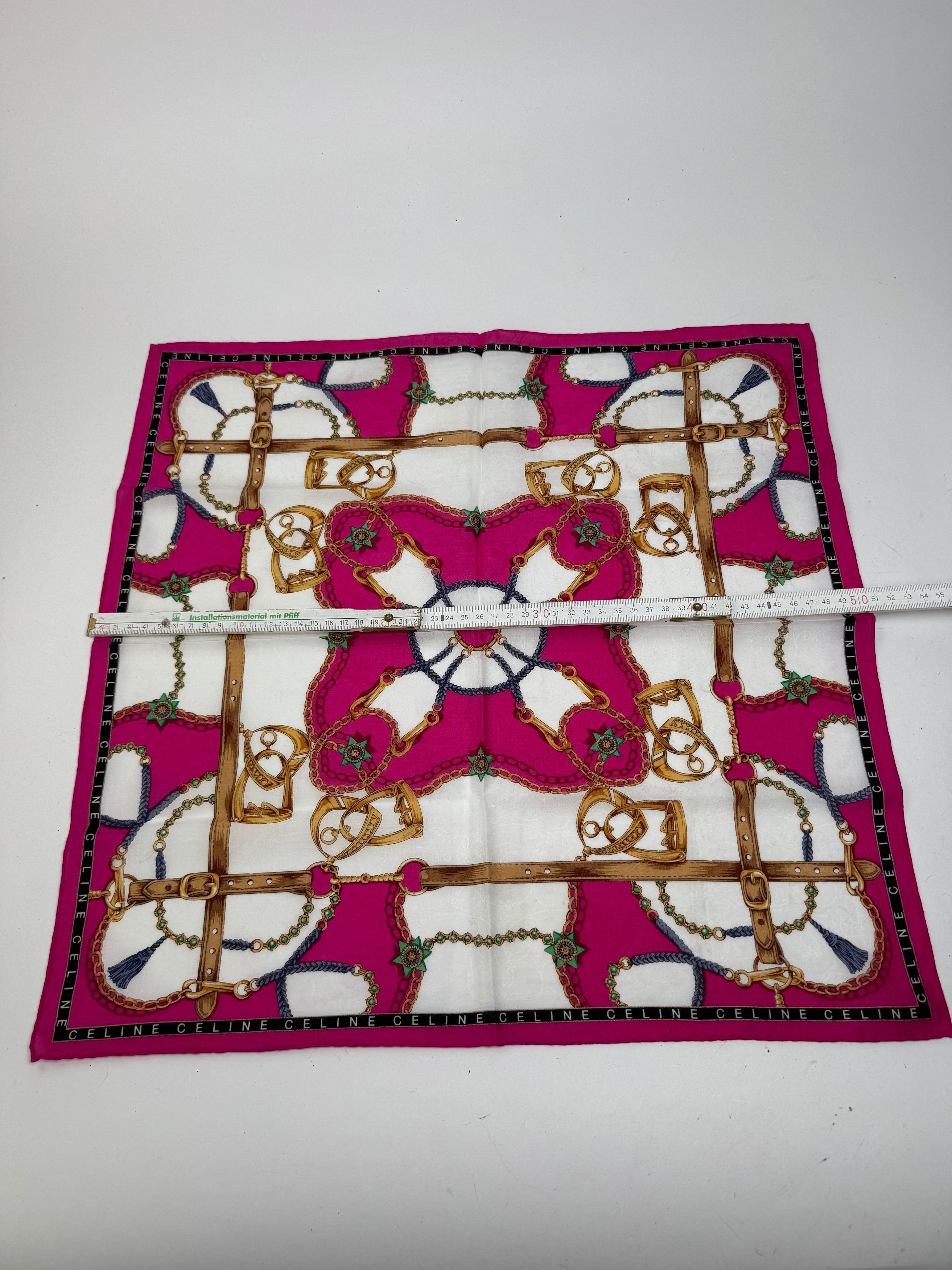 Celine Vintage Scarf red white Size ONE SIZE - 8 Thumbnail