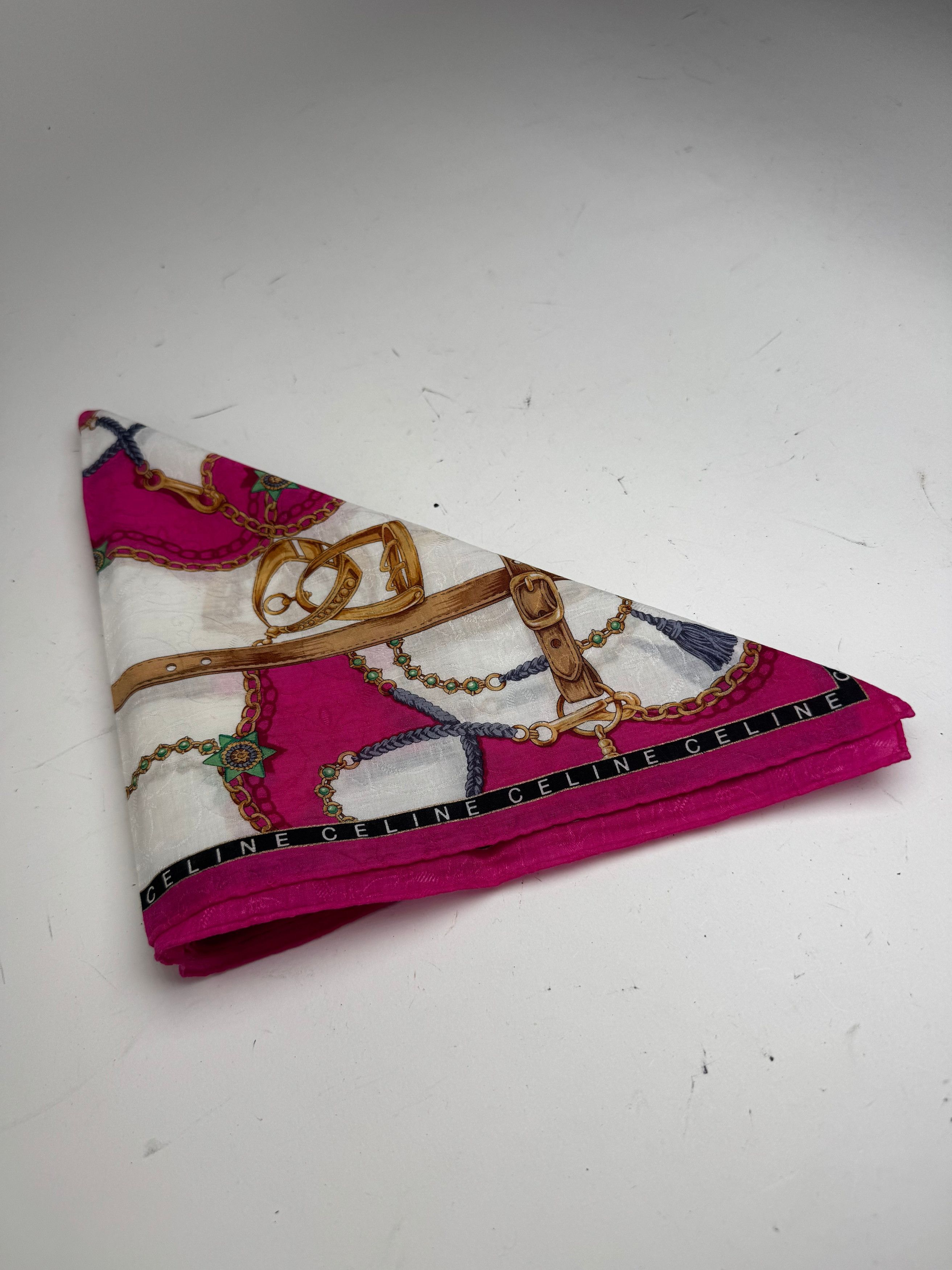 Celine Vintage Scarf red white Size ONE SIZE - 10 Thumbnail