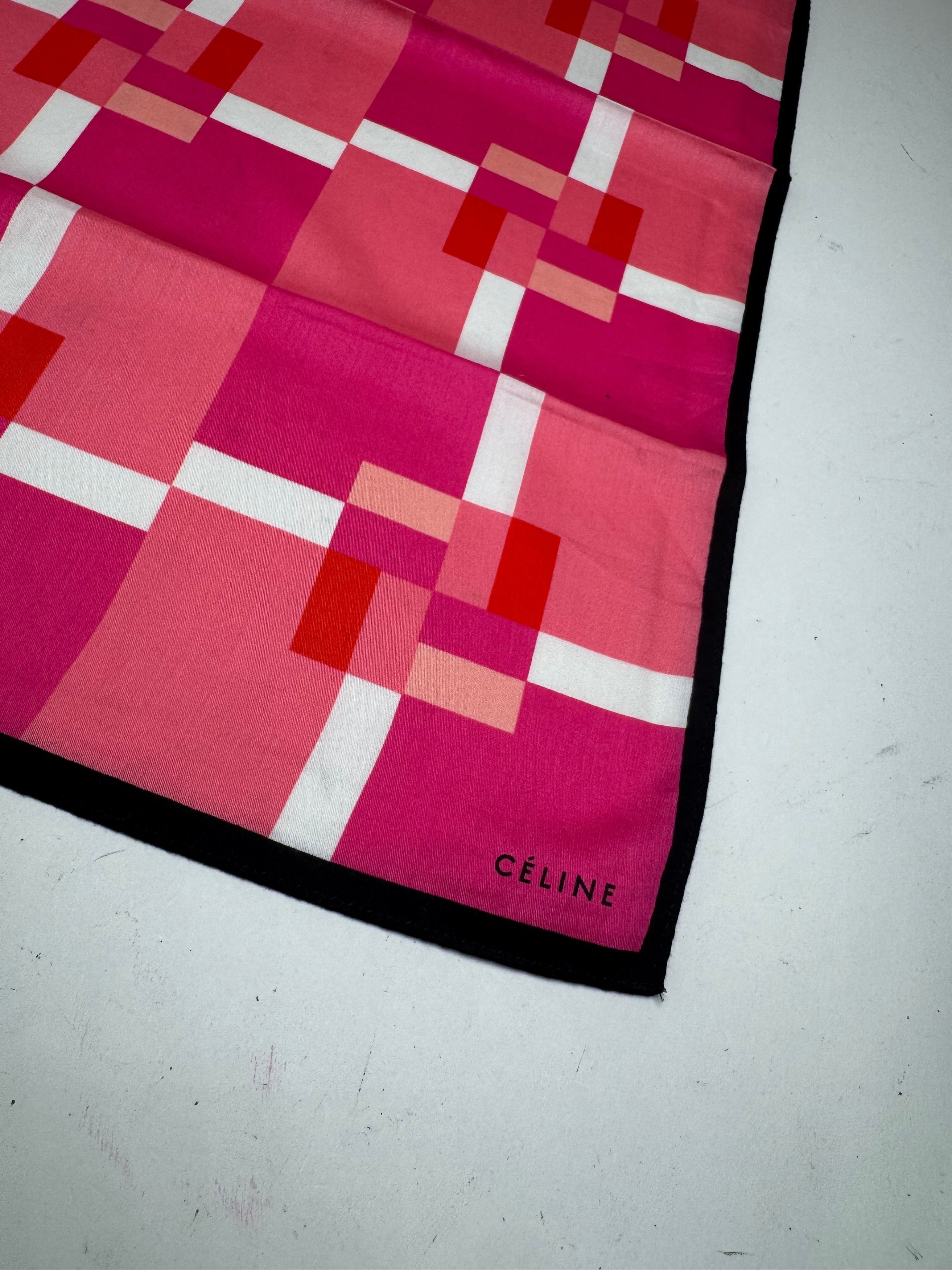 Celine Vintage Scarf pink red white Size ONE SIZE - 2 Thumbnail