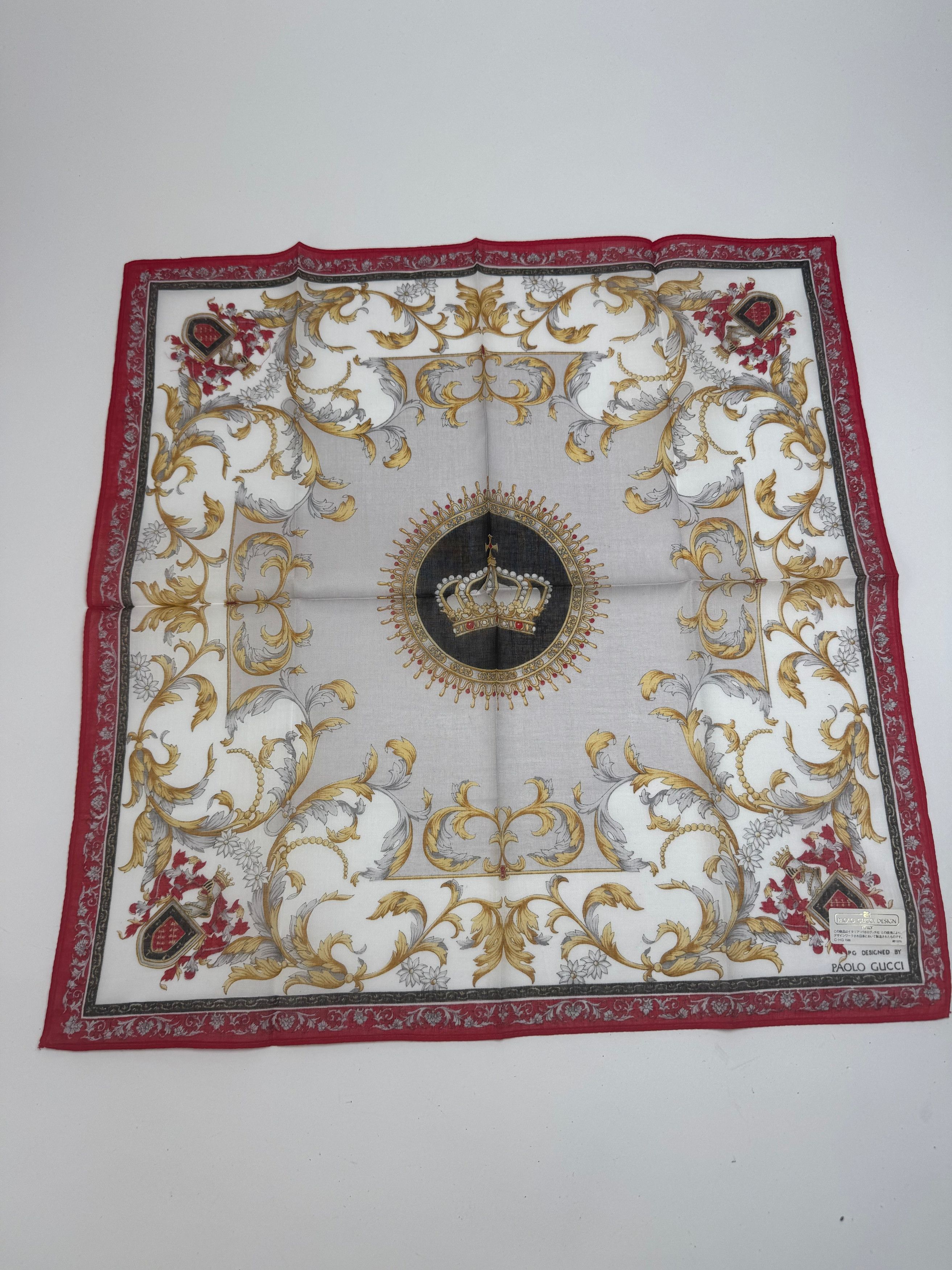 Gucci Vintage Scarf Red Gold Grey Size ONE SIZE - 4 Thumbnail