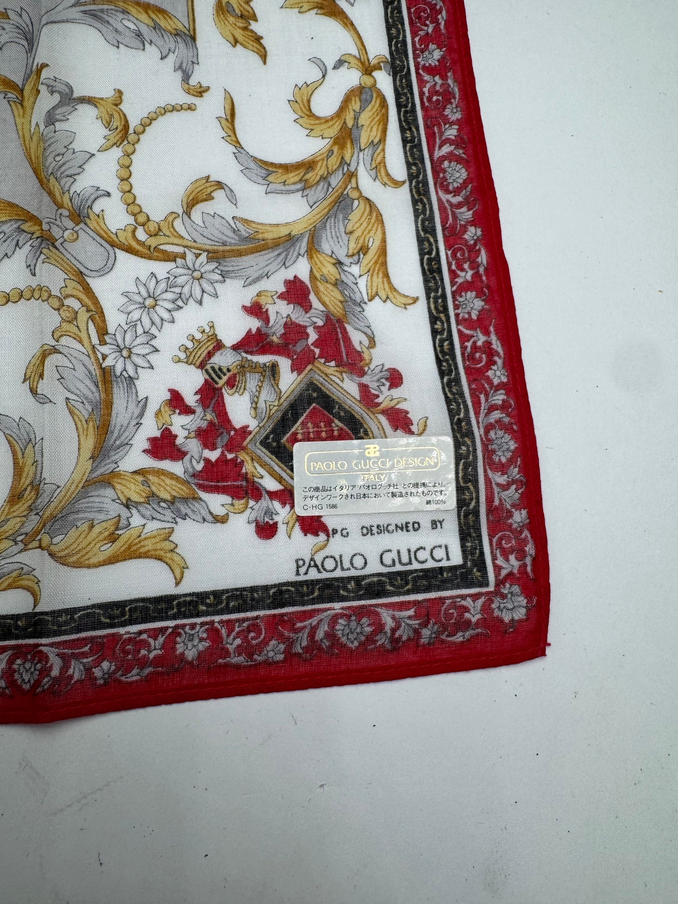 Gucci Vintage Scarf Red Gold Grey Size ONE SIZE - 2 Thumbnail