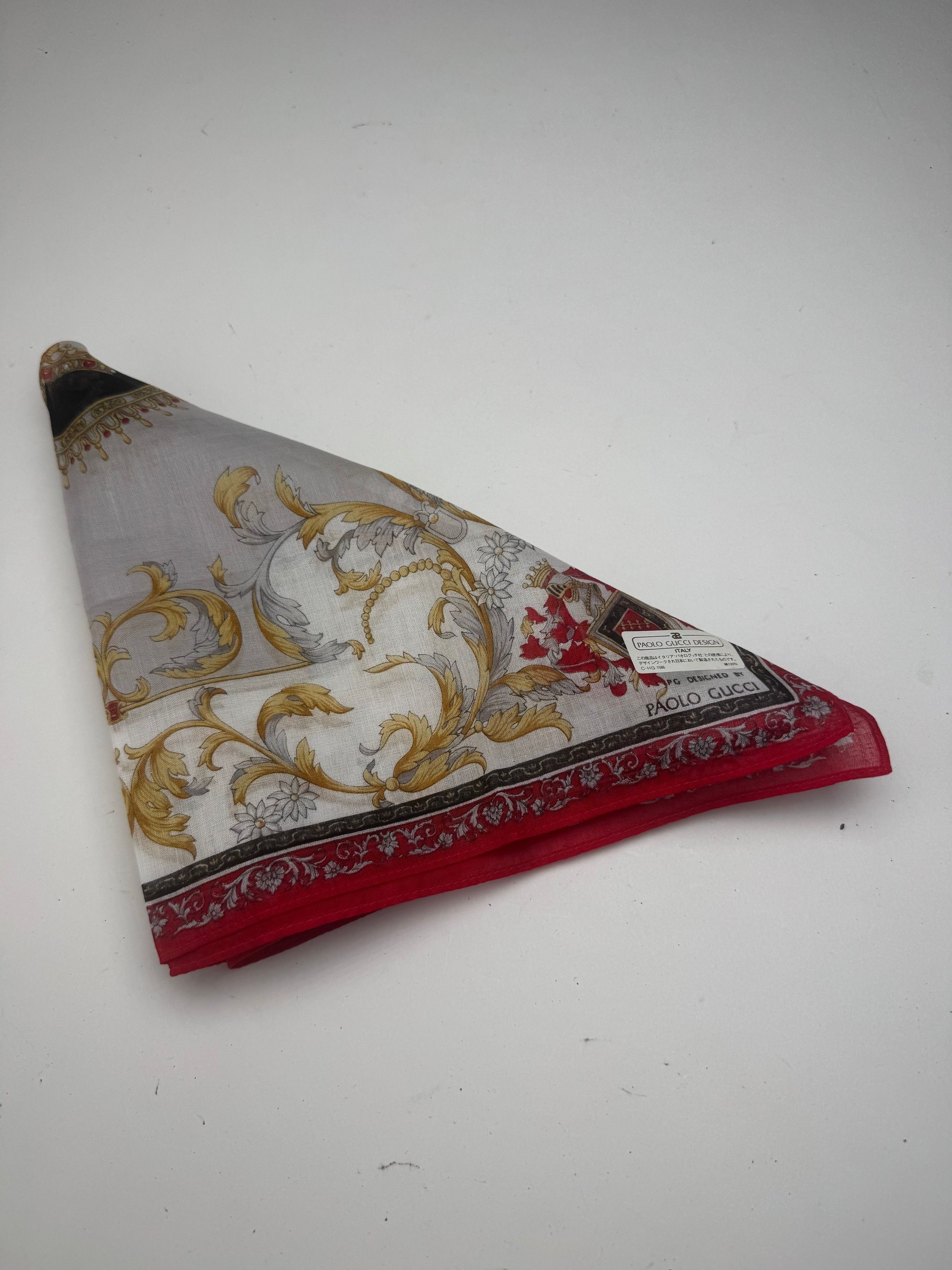 Gucci Vintage Scarf Red Gold Grey Size ONE SIZE - 9 Thumbnail