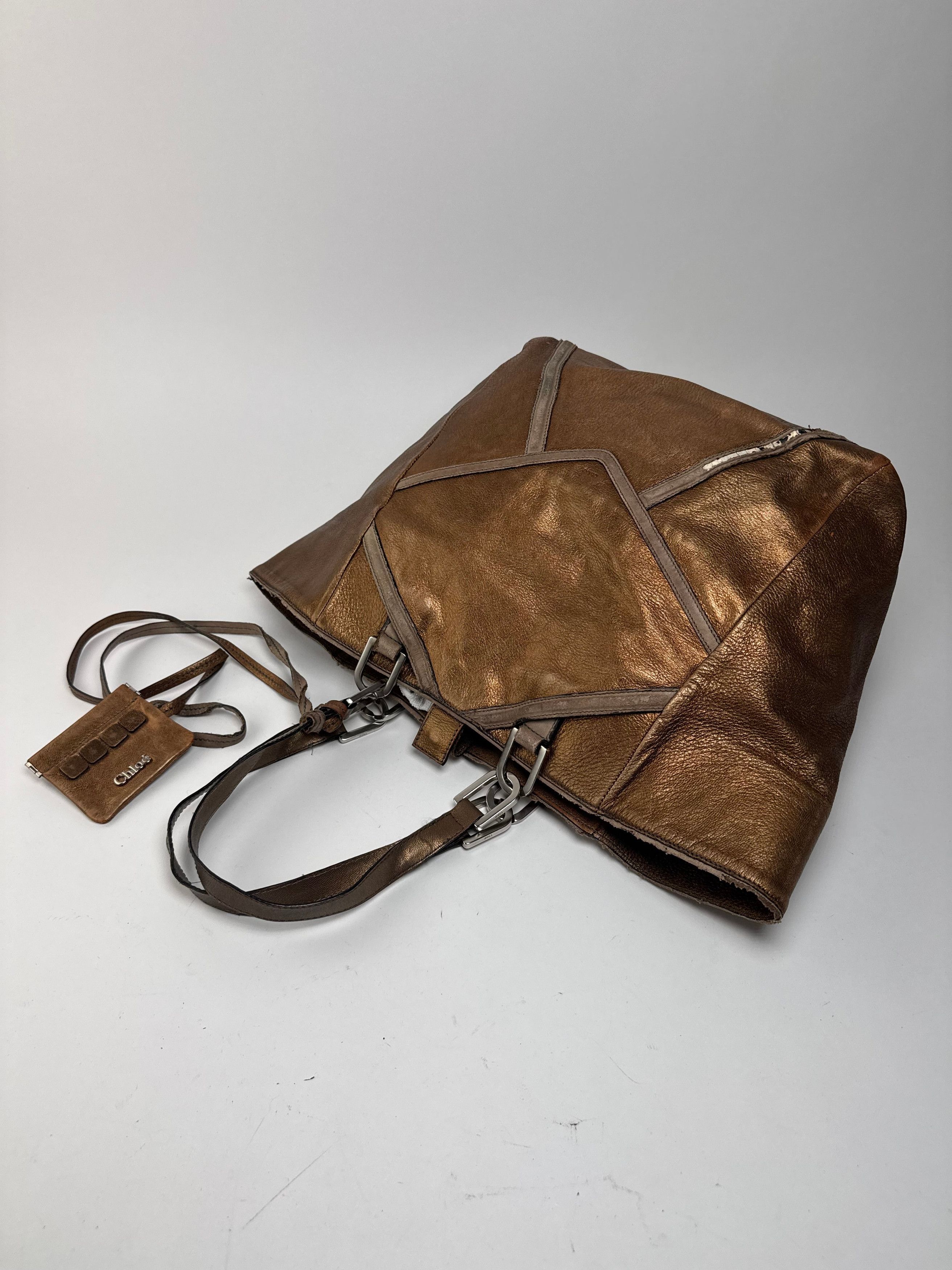 Chloe Vintage Gold Brown leather shopper metallic Size ONE SIZE - 9 Thumbnail