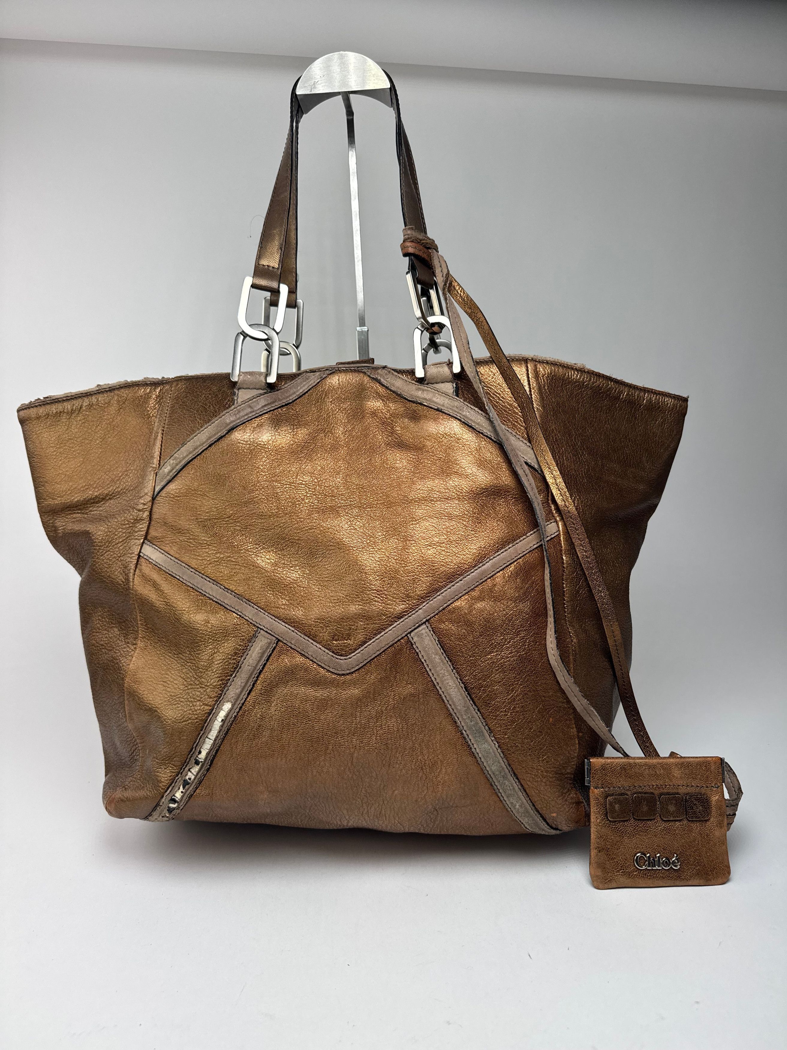 Chloe Vintage Gold Brown leather shopper metallic Size ONE SIZE - 6 Thumbnail