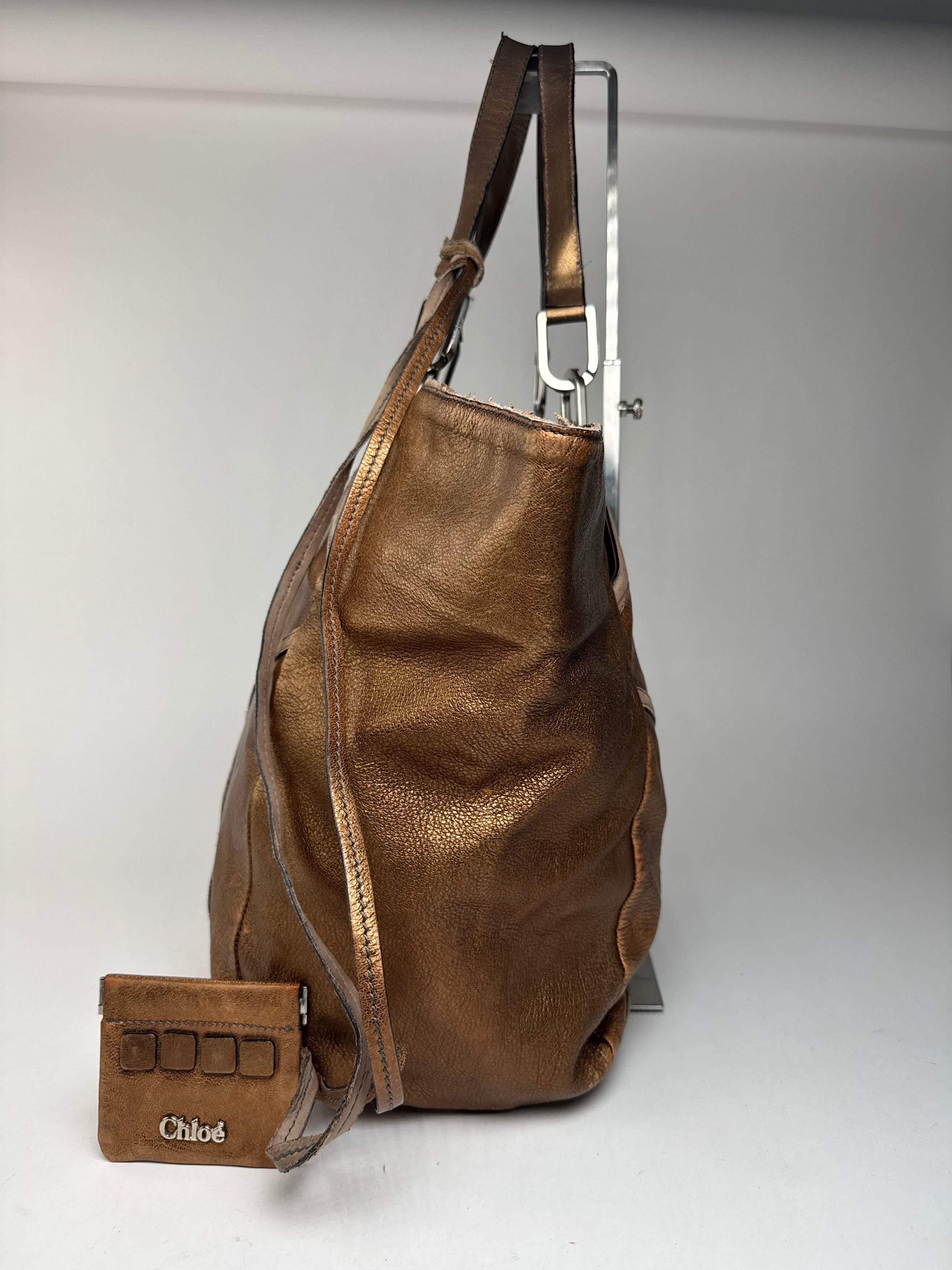Chloe Vintage Gold Brown leather shopper metallic Size ONE SIZE - 8 Thumbnail