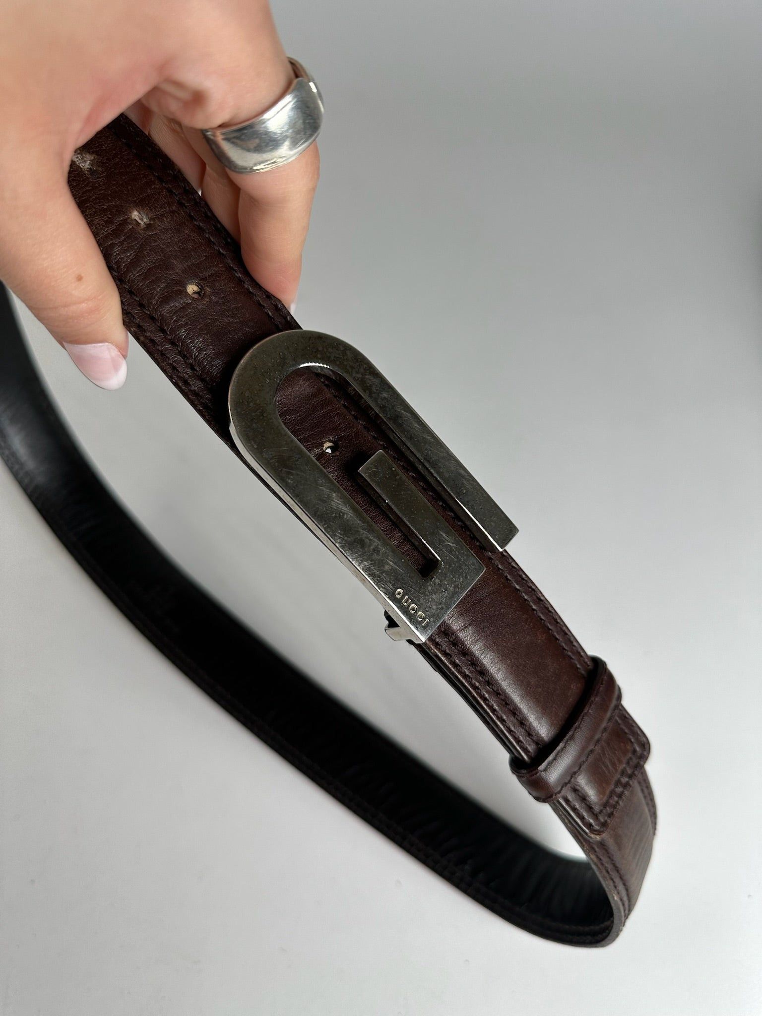 Gucci Vintage Leather belt brown Size ONE SIZE - 7 Thumbnail