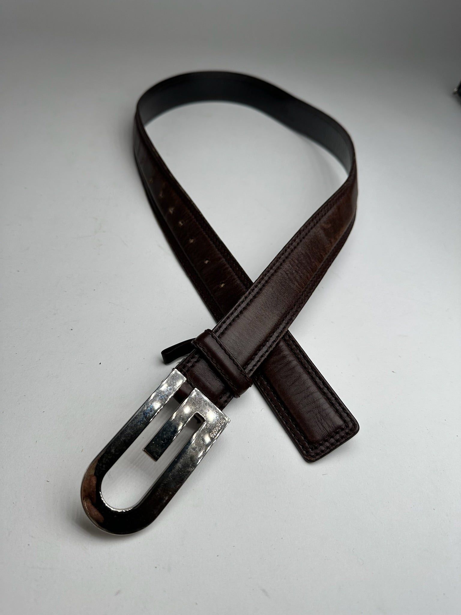 Gucci Vintage Leather belt brown Size ONE SIZE - 3 Thumbnail