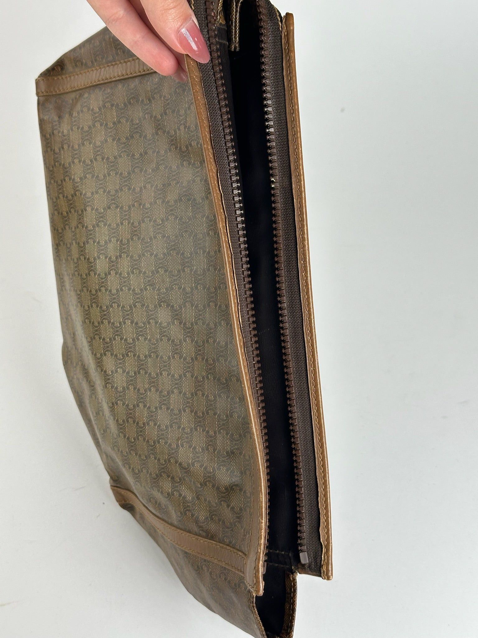 Celine Vintage Triomphe Leather Clutch brown Size ONE SIZE - 4 Thumbnail