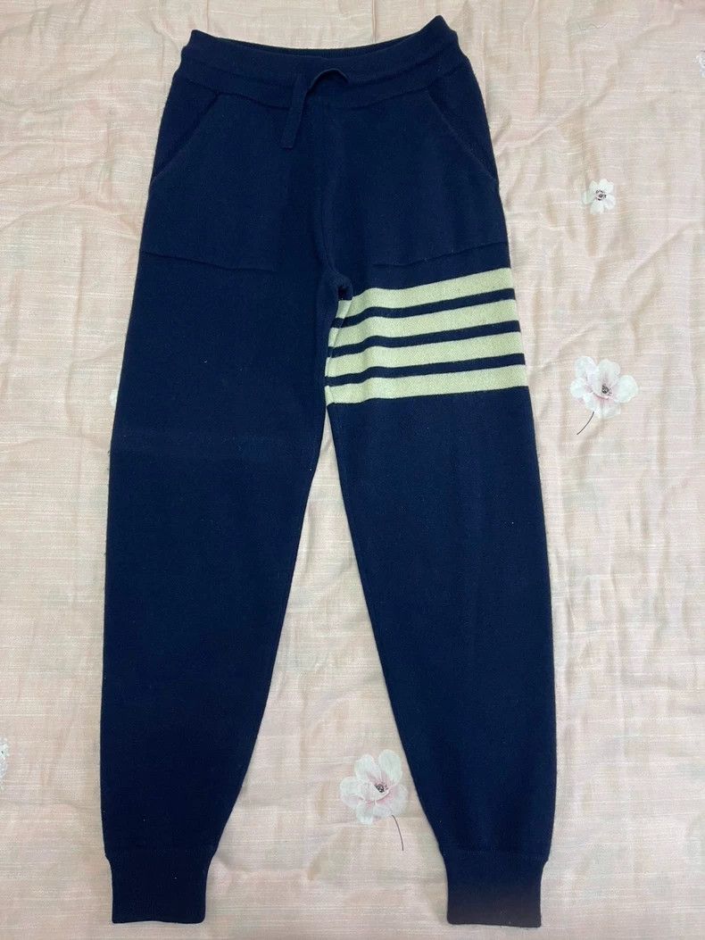 Thom Browne Thom Browne 4-Stripe Cashmere Sweatpants - dmc Size US 30 / EU 46 - 2 Thumbnail
