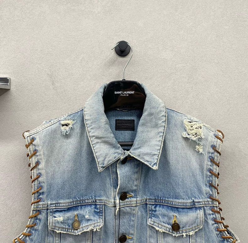 Saint Laurent Paris Saint Laurent Blue Denim Sleeveless Vest Size US L / EU 52-54 / 3 - 4 Thumbnail