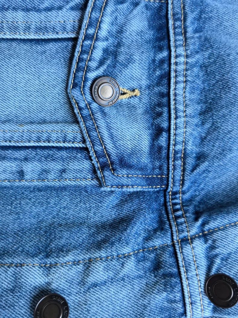 Saint Laurent Paris YSL Men's Denim Jacket with Wool Lining Size US XL / EU 56 / 4 - 5 Thumbnail