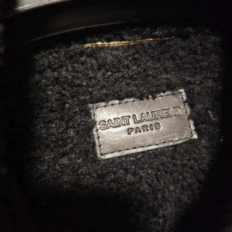 Saint Laurent Paris YSL Black Denim Jacket with Shearling Collar Size US L / EU 52-54 / 3 - 2 Thumbnail