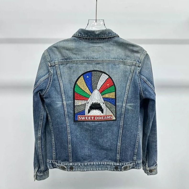 Yves Saint Laurent YSL Denim Jacket with Rainbow Back Print Size US L / EU 52-54 / 3 - 2 Thumbnail