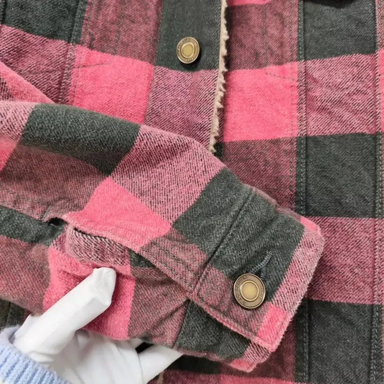 Yves Saint Laurent YSL Red Checked Shearling Jacket Size US M / EU 48-50 / 2 - 7 Thumbnail