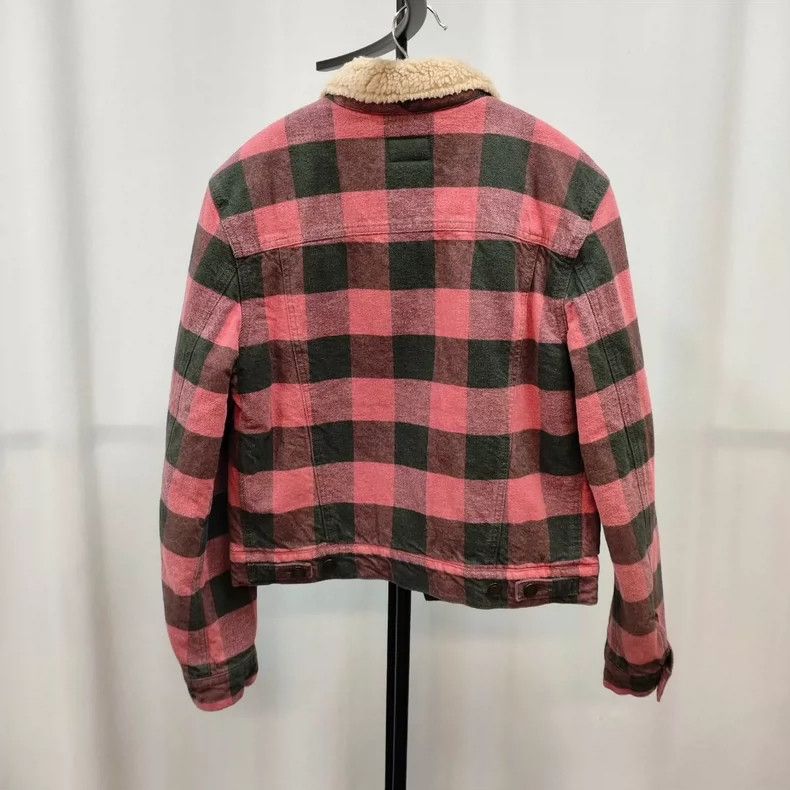 Yves Saint Laurent YSL Red Checked Shearling Jacket Size US M / EU 48-50 / 2 - 2 Thumbnail