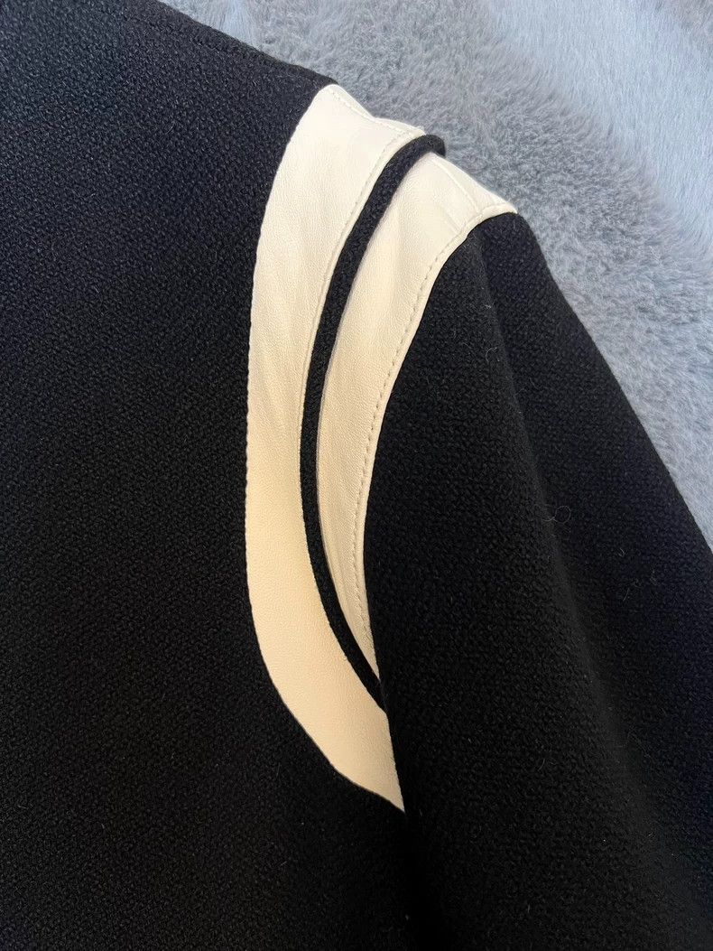 Hedi Slimane Saint Laurent Black and White Patchwork Leather Wool Baseball Jacket Size US M / EU 48-50 / 2 - 5 Thumbnail