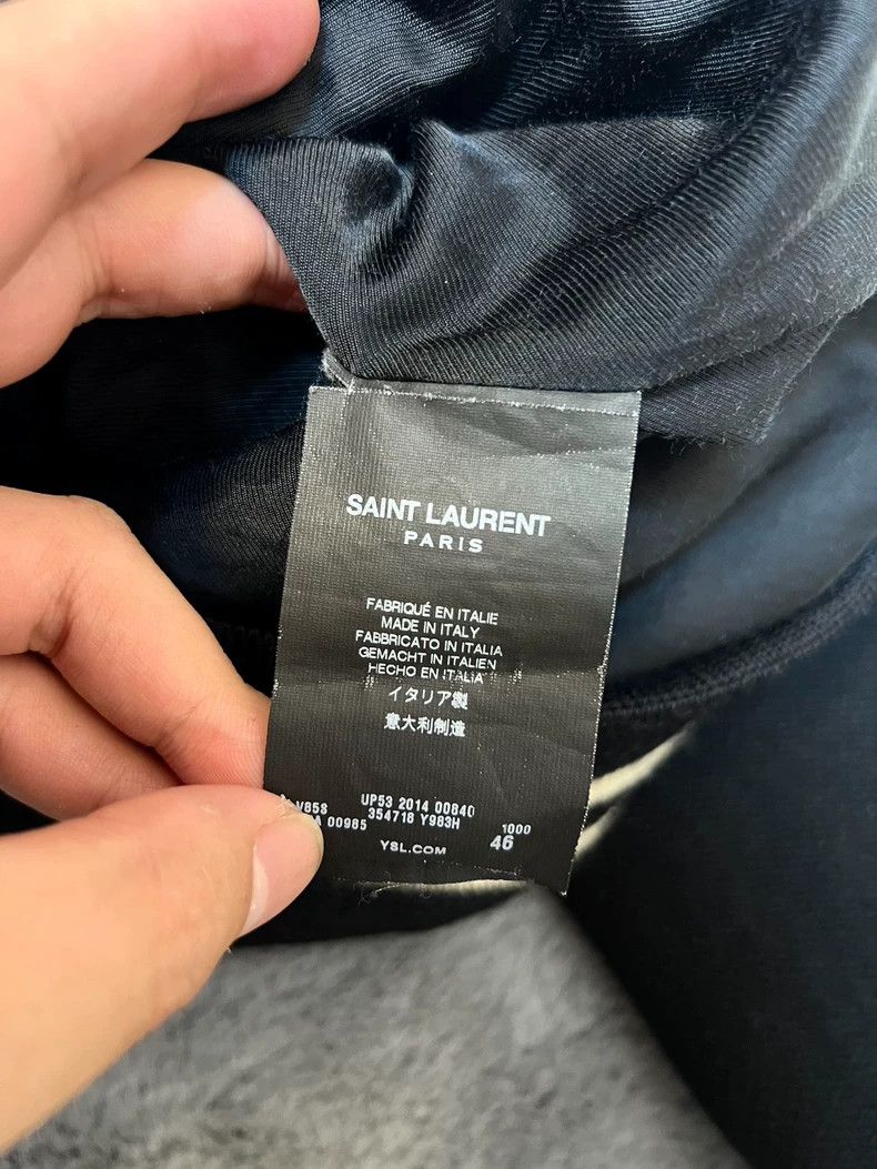 Hedi Slimane Saint Laurent Black and White Patchwork Leather Wool Baseball Jacket Size US M / EU 48-50 / 2 - 4 Thumbnail