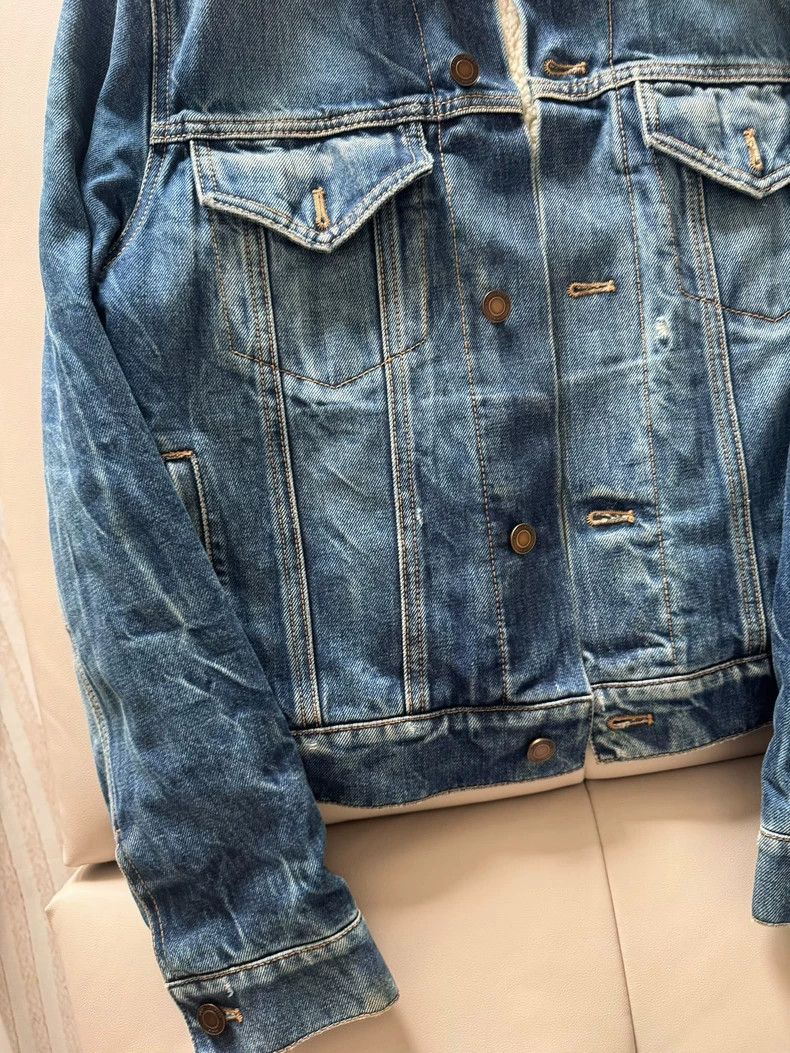 Saint Laurent Paris Saint Laurent Shearling Collar Denim Jacket Size US S / EU 44-46 / 1 - 2 Thumbnail