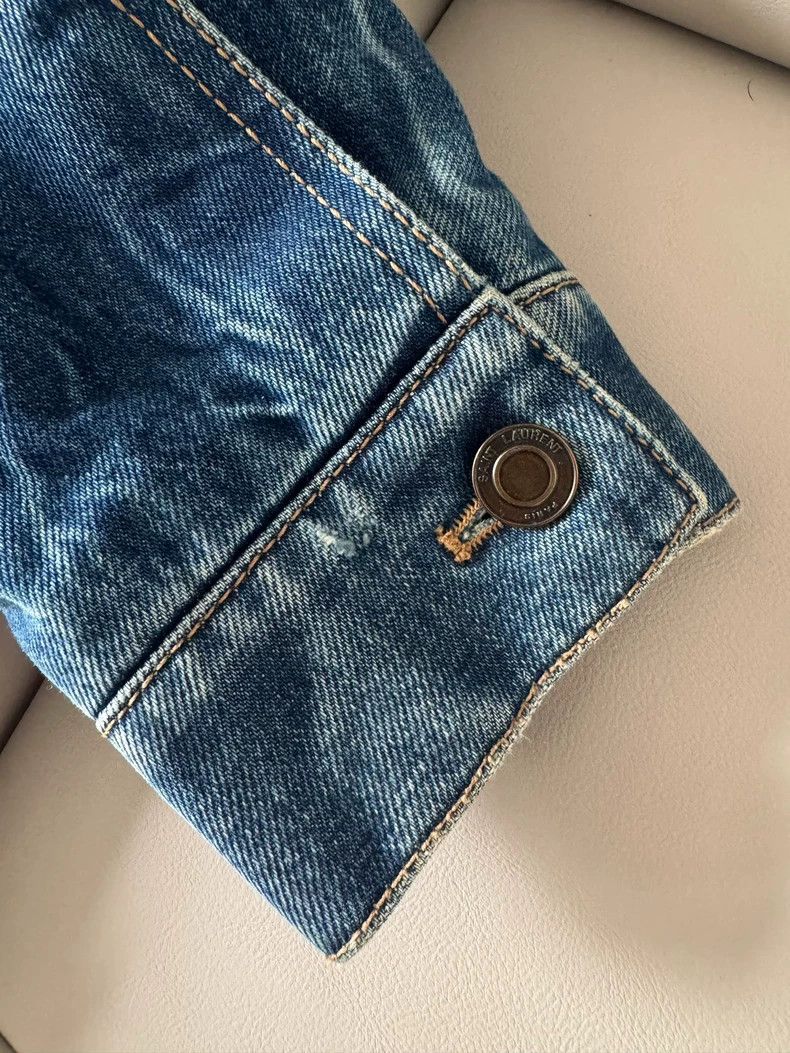 Saint Laurent Paris Saint Laurent Shearling Collar Denim Jacket Size US S / EU 44-46 / 1 - 4 Thumbnail