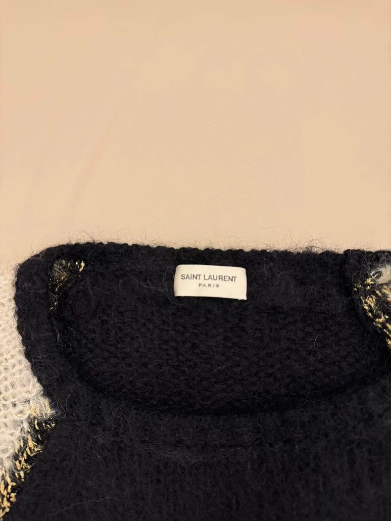 Saint Laurent Paris Saint Laurent 23SS Black and White Mohair Sweater Size US S / EU 44-46 / 1 - 3 Thumbnail