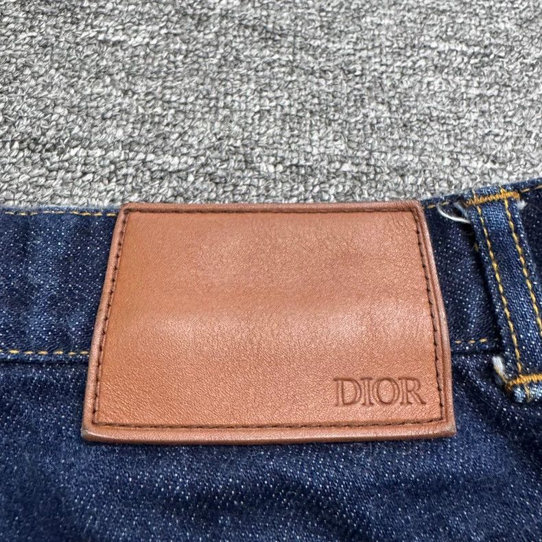 Dior Dior Dark Blue Denim Jeans with Leather Patch Size US 31 - 3 Thumbnail