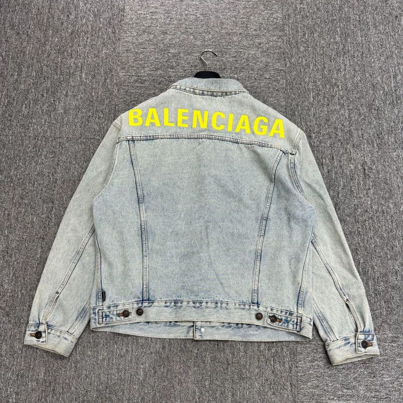 Balenciaga Balenciaga Fluorescent Embroidery Letter Denim Jacket Size US M / EU 48-50 / 2 - 2 Thumbnail