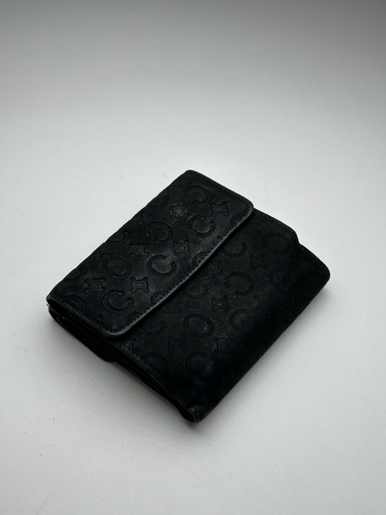 Celine Vintage Macadam Monogram Velour Leather Wallet black Size ONE SIZE - 2 Thumbnail